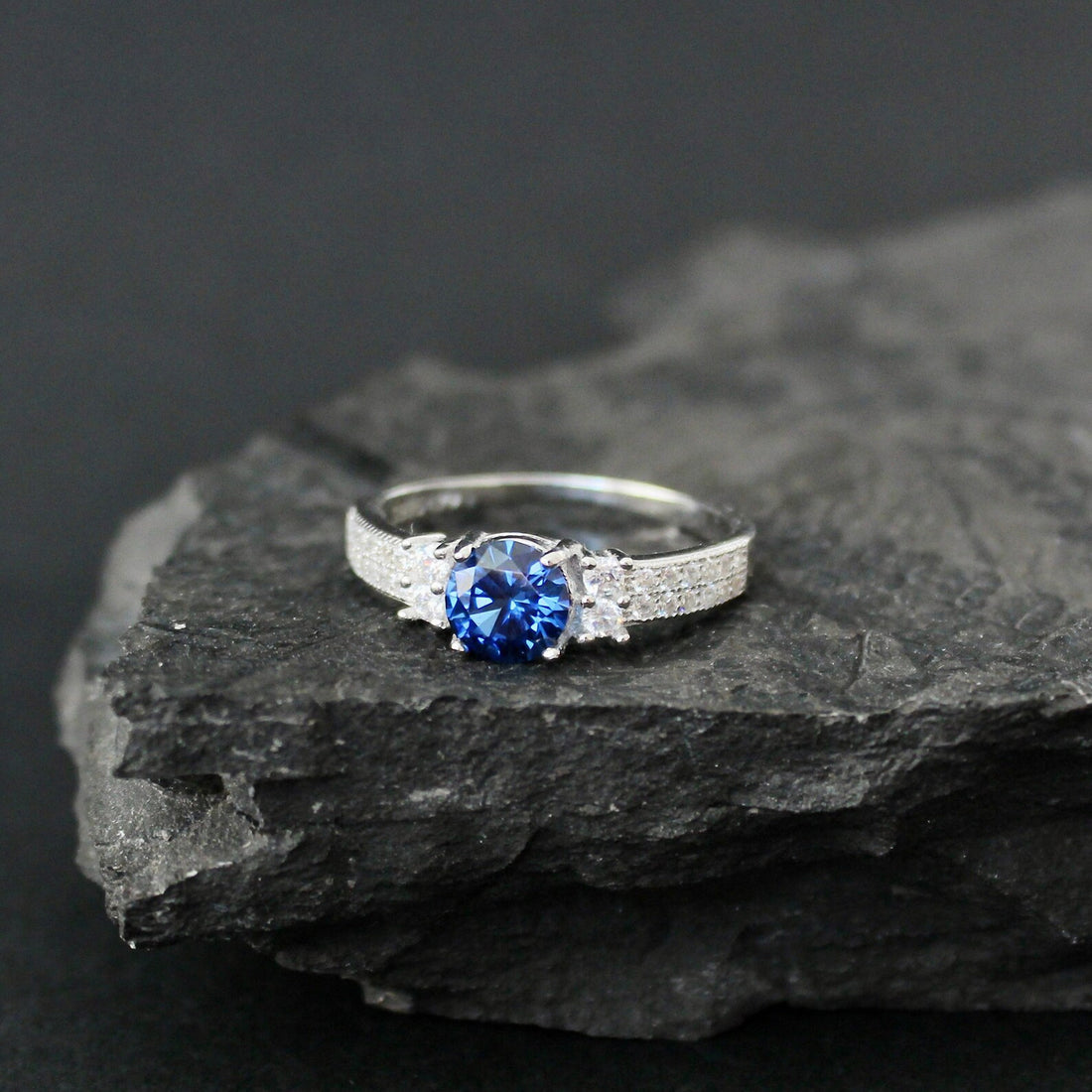 Ring with Libyan Glass and Sapphire