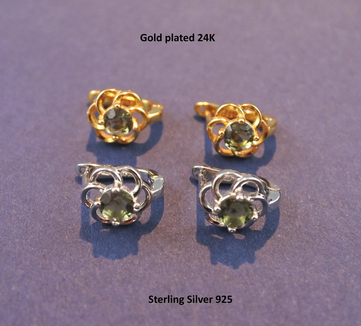 4 mm CZECH MOLDAVITE Faceted Earrings Sterling Silver jewelry Moldavite from Czech Republic, genuine czech moldavite gemstone earrings gift