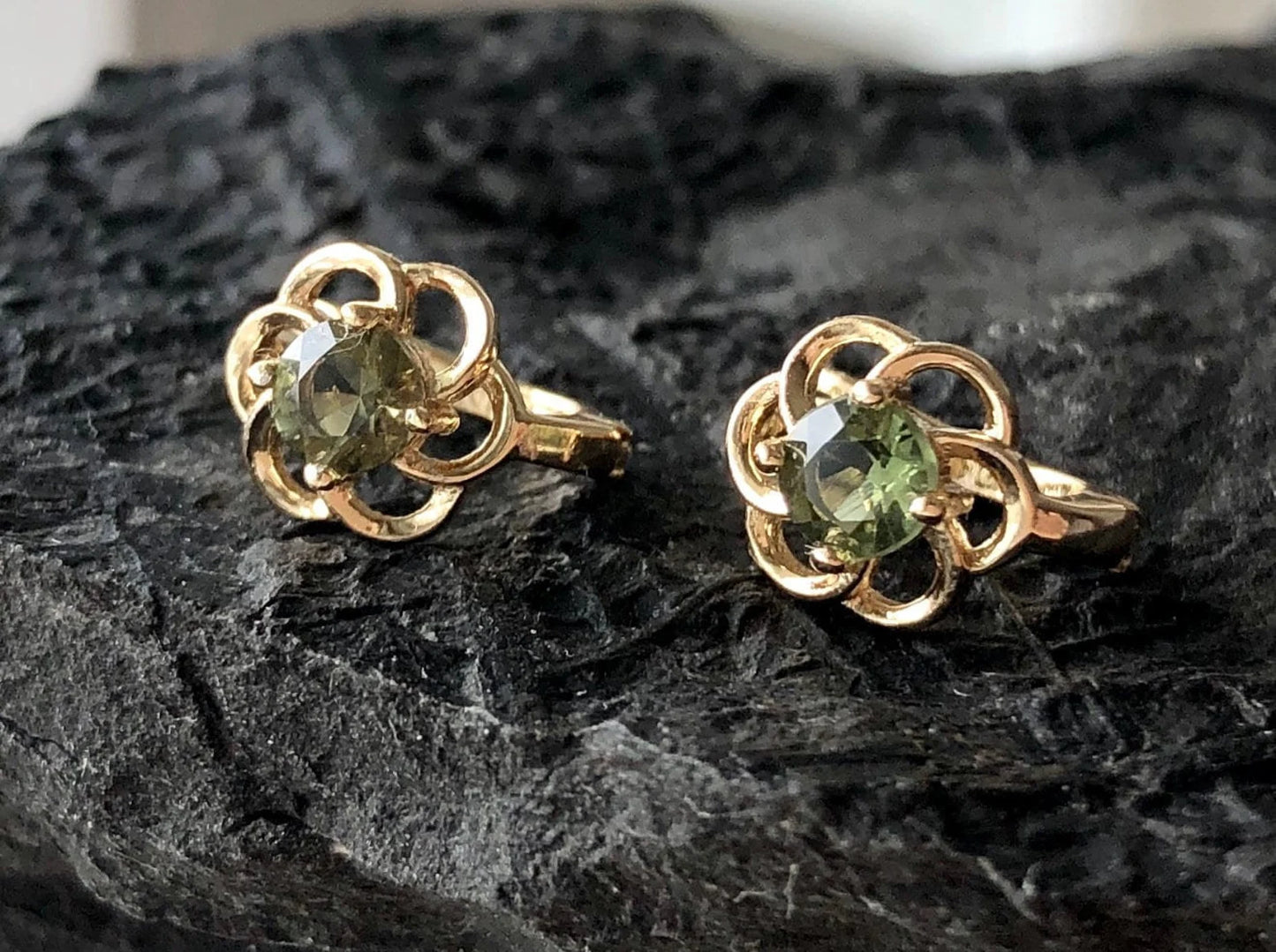 4 mm CZECH MOLDAVITE Faceted Earrings Sterling Silver jewelry Moldavite from Czech Republic, genuine czech moldavite gemstone earrings gift