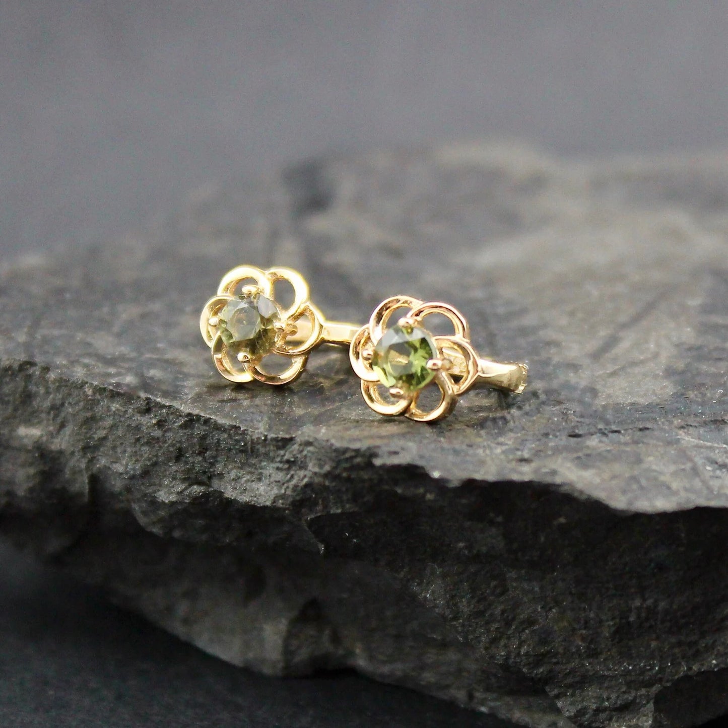 4 mm CZECH MOLDAVITE Faceted Earrings Sterling Silver jewelry Moldavite from Czech Republic, genuine czech moldavite gemstone earrings gift