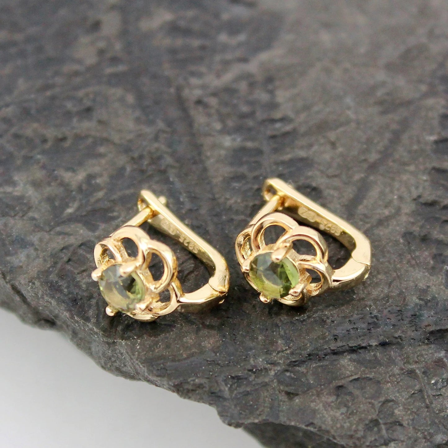 4 mm CZECH MOLDAVITE Faceted Earrings Sterling Silver jewelry Moldavite from Czech Republic, genuine czech moldavite gemstone earrings gift