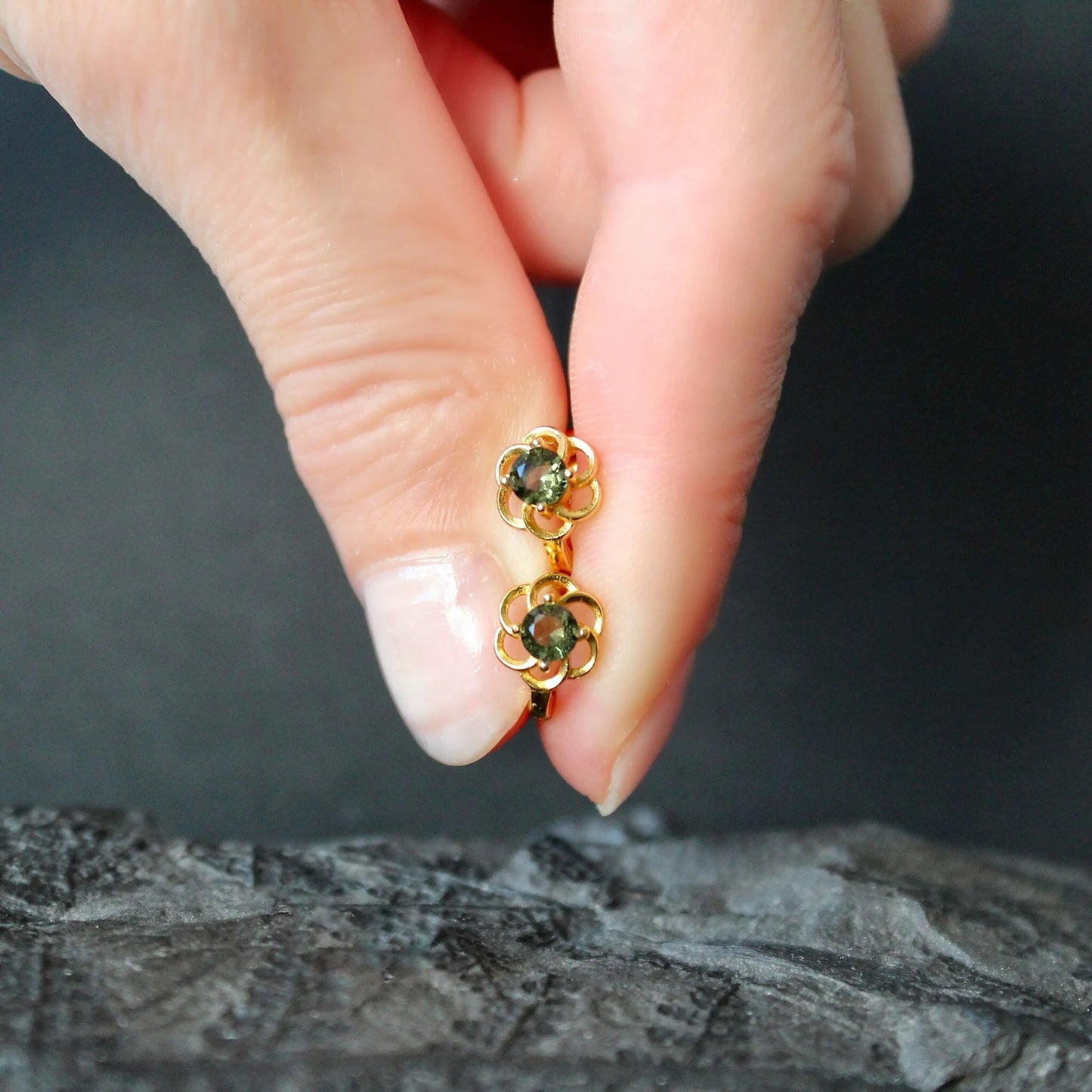 4 mm CZECH MOLDAVITE Faceted Earrings Sterling Silver jewelry Moldavite from Czech Republic, genuine czech moldavite gemstone earrings gift