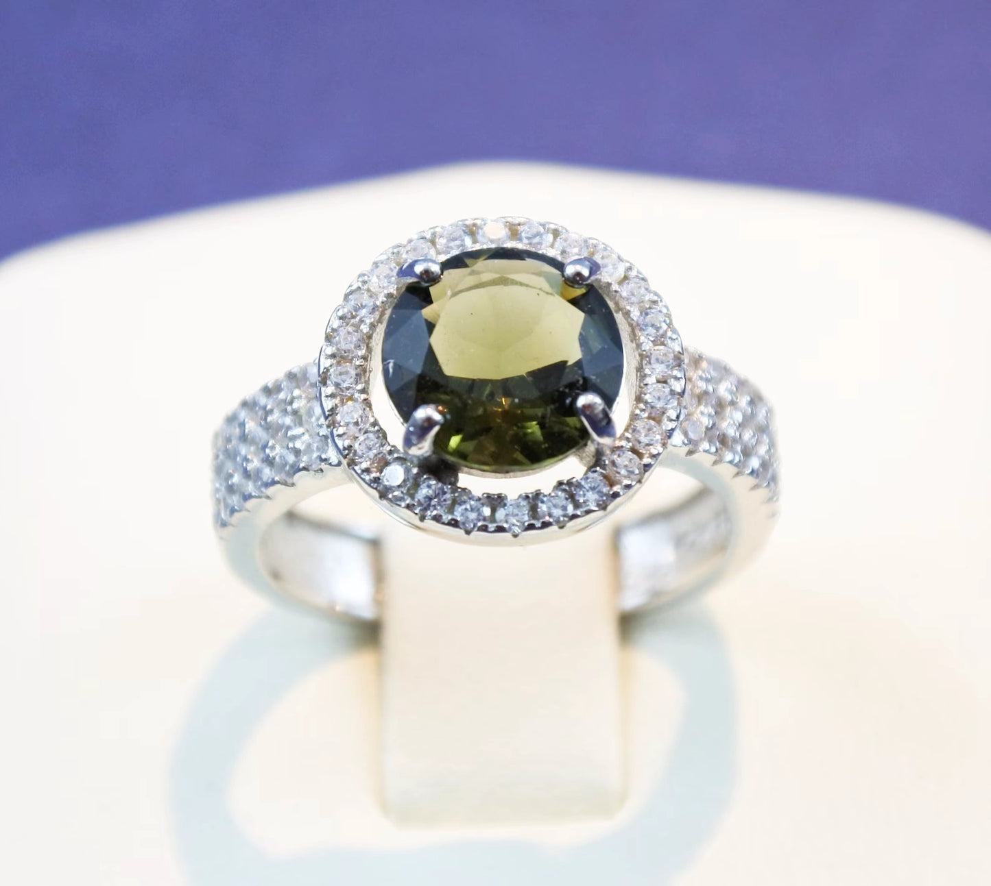 Genuine moldavite ring 8 mm stone, real Moldavite ring Silver, Czech moldavite ring with certificate Moldavite jewelry Moldavite wedding ring