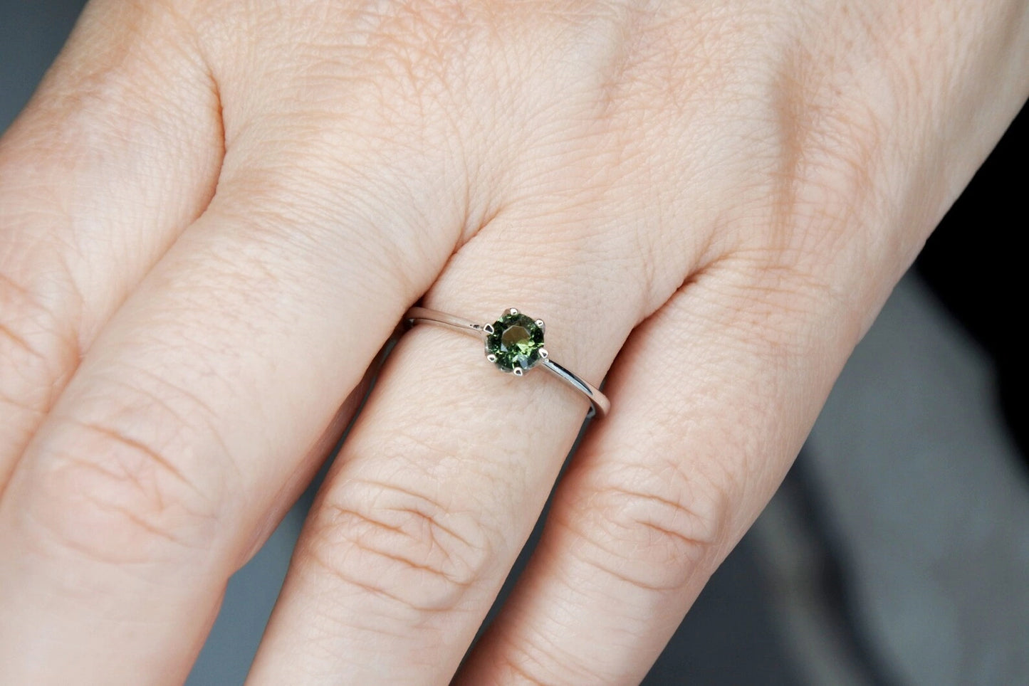 Genuine moldavite ring 5mm stone, real Moldavite ring Silver, Czech moldavite ring with certificate Moldavite jewelry Moldavite wedding ring