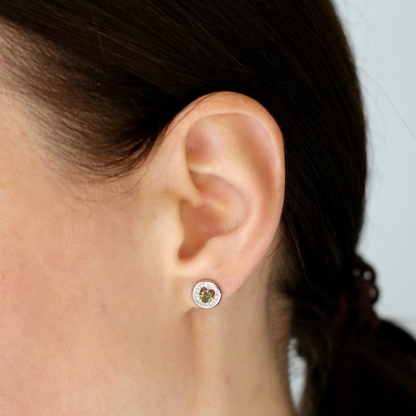 3.5 mm CZECH MOLDAVITE Earrings Sterling Silver jewelry real Moldavite Stud Earrings, genuine moldavite gemstone earrings moldavite jewelry