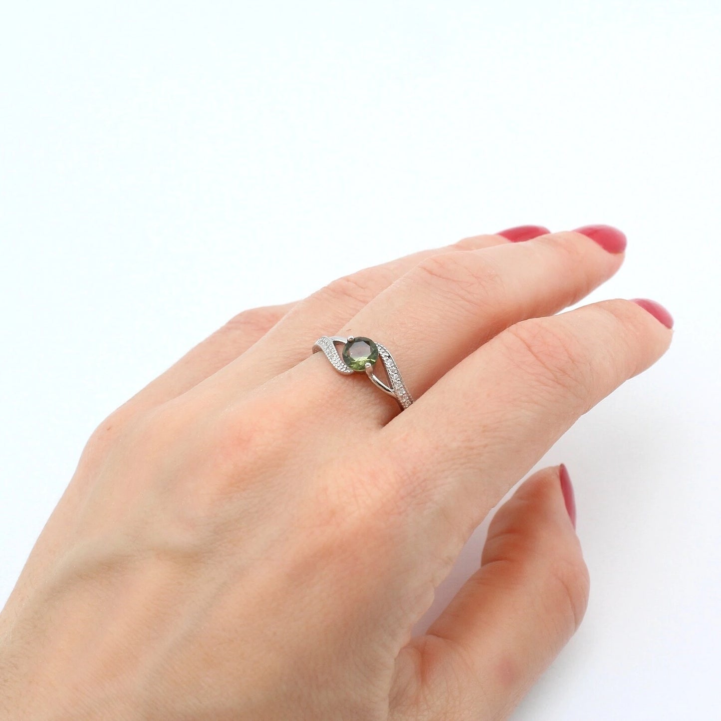 6 mm Genuine moldavite ring 6mm stone, real Moldavite ring Silver, Czech moldavite ring with certificate Moldavite jewelry Moldavite wedding ring