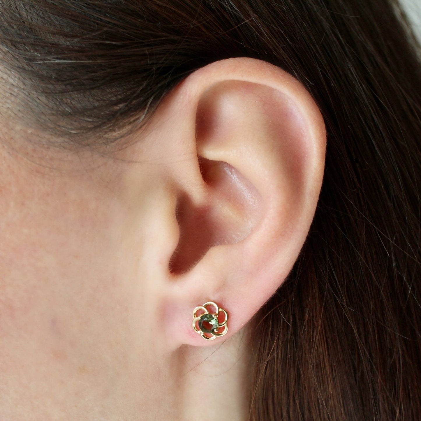 4 mm CZECH MOLDAVITE Faceted Earrings Sterling Silver jewelry Moldavite from Czech Republic, genuine czech moldavite gemstone earrings gift