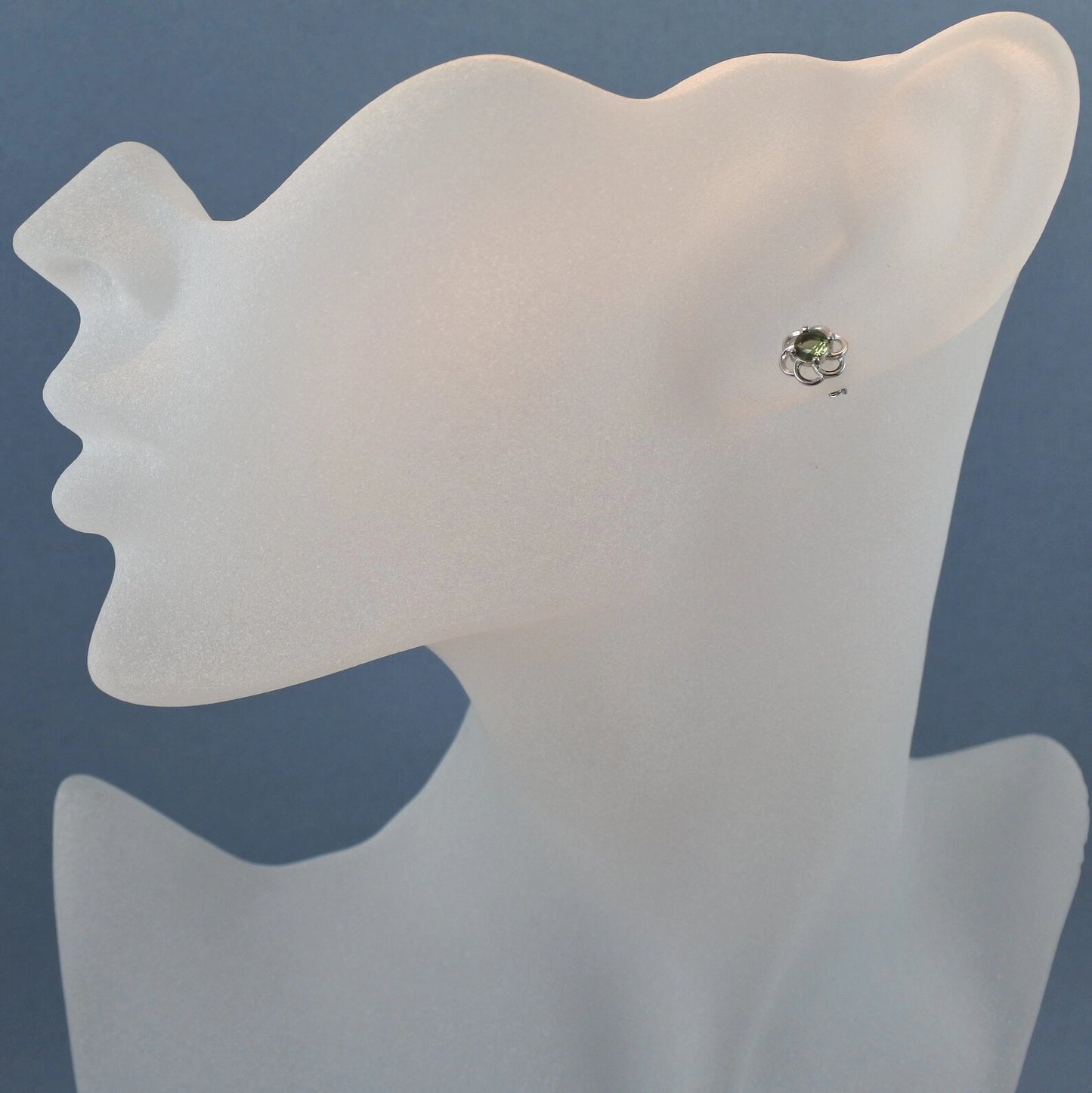 4 mm CZECH MOLDAVITE Faceted Earrings Sterling Silver jewelry Moldavite from Czech Republic, genuine czech moldavite gemstone earrings gift