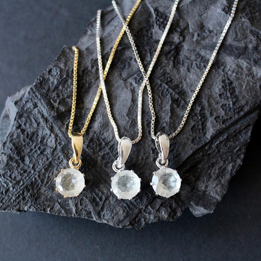 9mm Libyan Desert Glass Faceted Silver Pendant, Sterling Silver jewelry Libyan Glass necklace, genuine Libyan Desert Glass gemstone Pendant