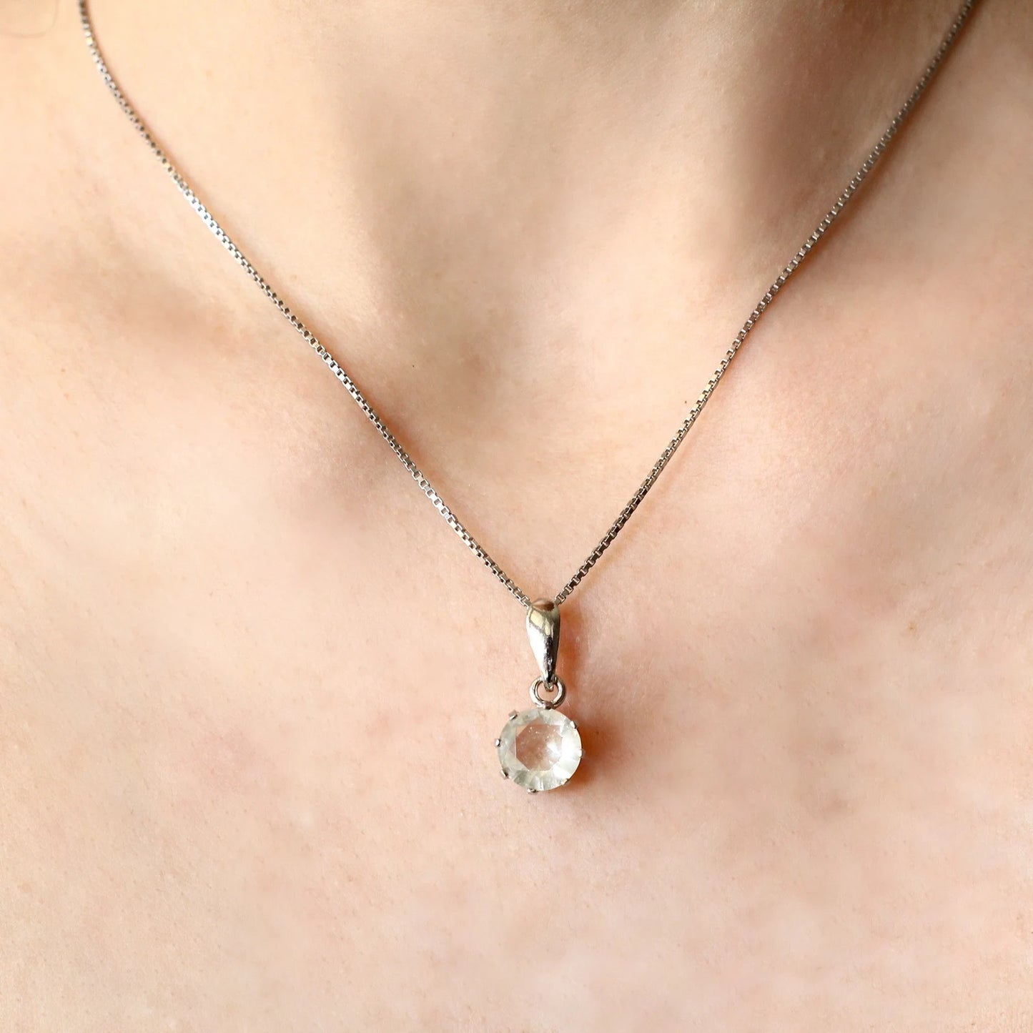 9mm Libyan Desert Glass Faceted Silver Pendant, Sterling Silver jewelry Libyan Glass necklace, genuine Libyan Desert Glass gemstone Pendant