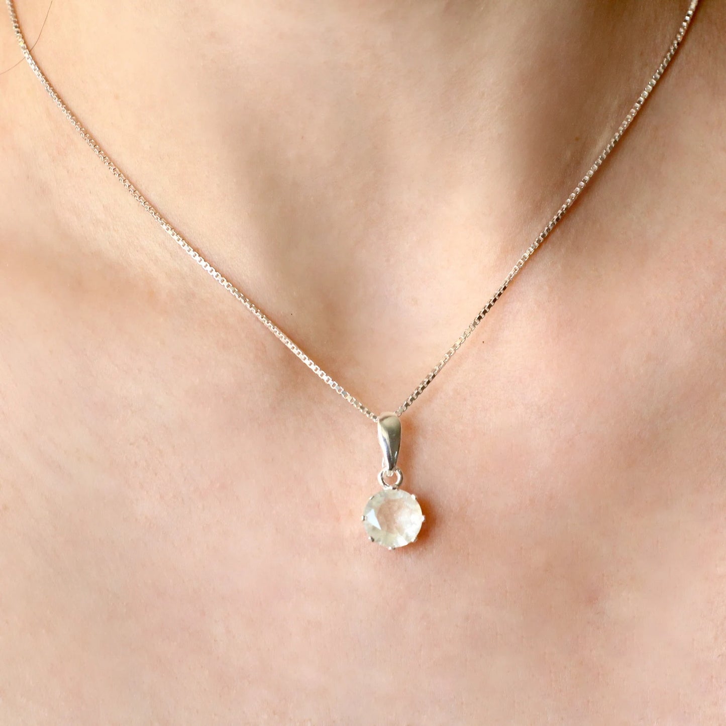 9mm Libyan Desert Glass Faceted Silver Pendant, Sterling Silver jewelry Libyan Glass necklace, genuine Libyan Desert Glass gemstone Pendant