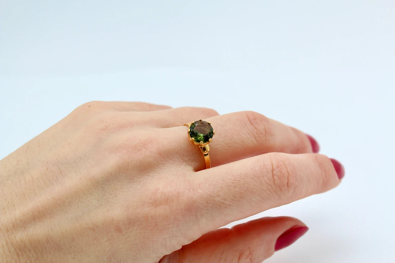 9mm real MOLDAVITE ring faceted Moldavite jewelry, genuine moldavite ring with certificate, Moldavite wedding ring Moldavite engagement ring