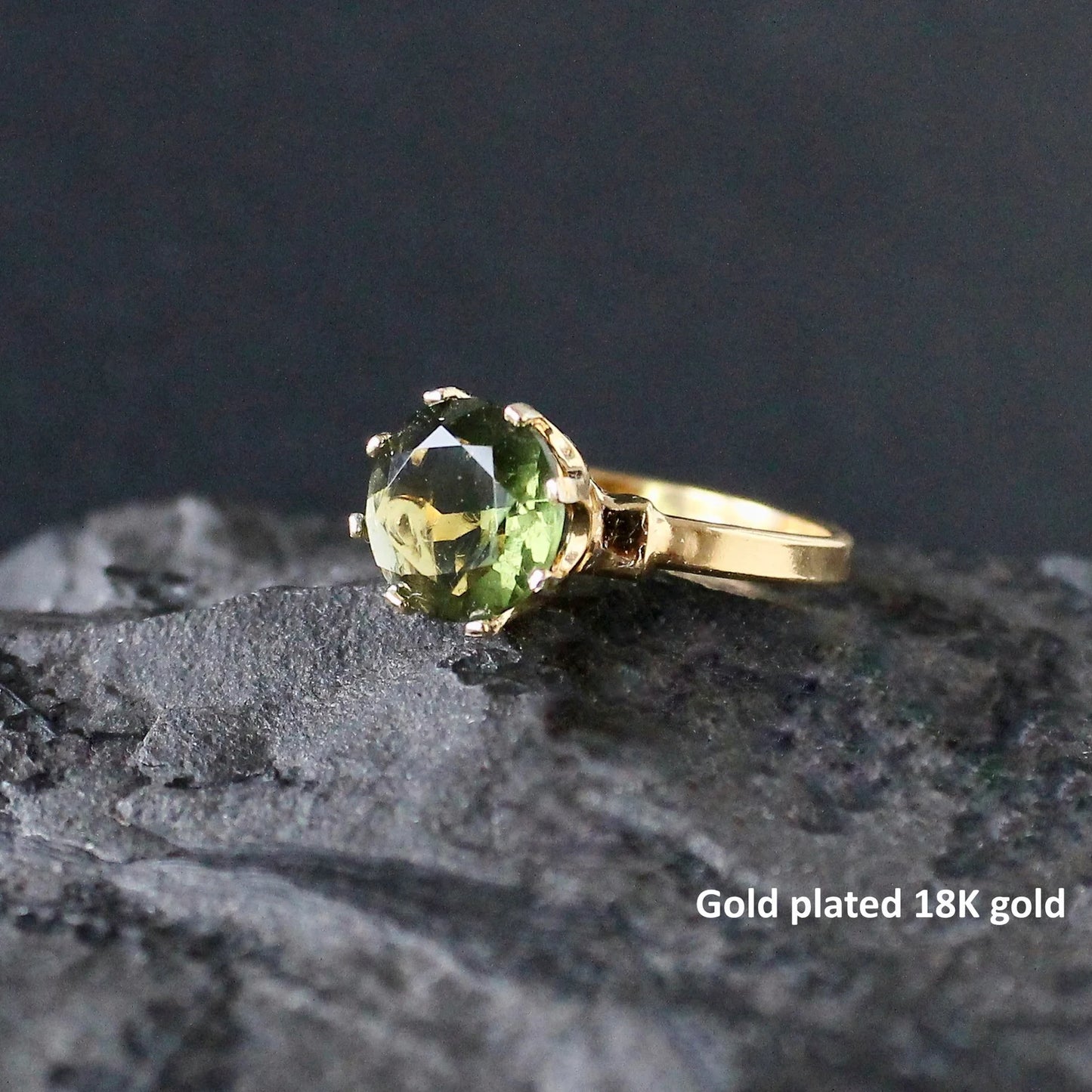 9mm real MOLDAVITE ring faceted Moldavite jewelry, genuine moldavite ring with certificate, Moldavite wedding ring Moldavite engagement ring9