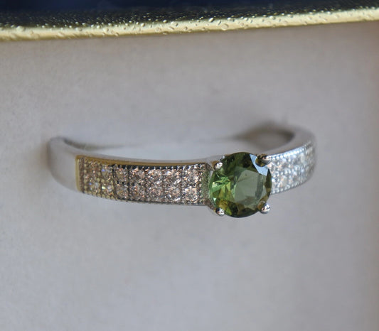 CZECH MOLDAVITE ring 5mm stone, Sterling Silver Moldavite jewelry with certification, real moldavite ring authentic moldavite jewellery gift