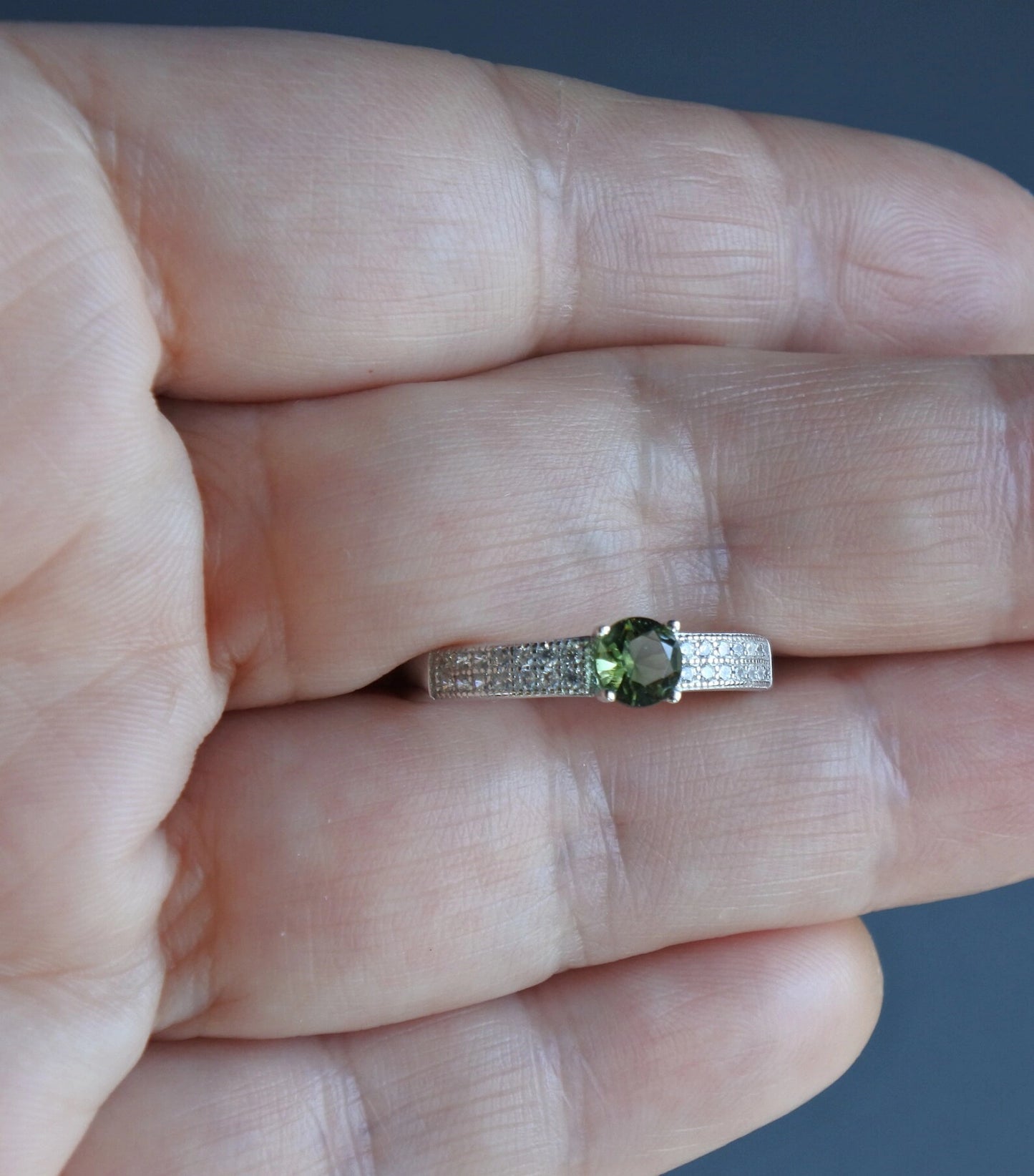 CZECH MOLDAVITE ring 5mm stone, Sterling Silver Moldavite jewelry with certification, real moldavite ring authentic moldavite jewellery gift