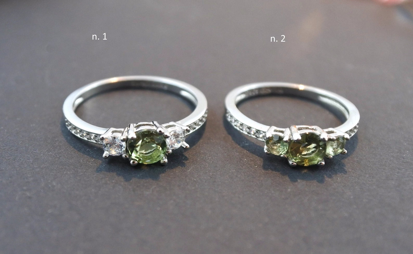 Genuine MOLDAVITE ring 5mm stone, Sterling Silver Moldavite jewelry with certification, real moldavite ring authentic moldavite jewellery