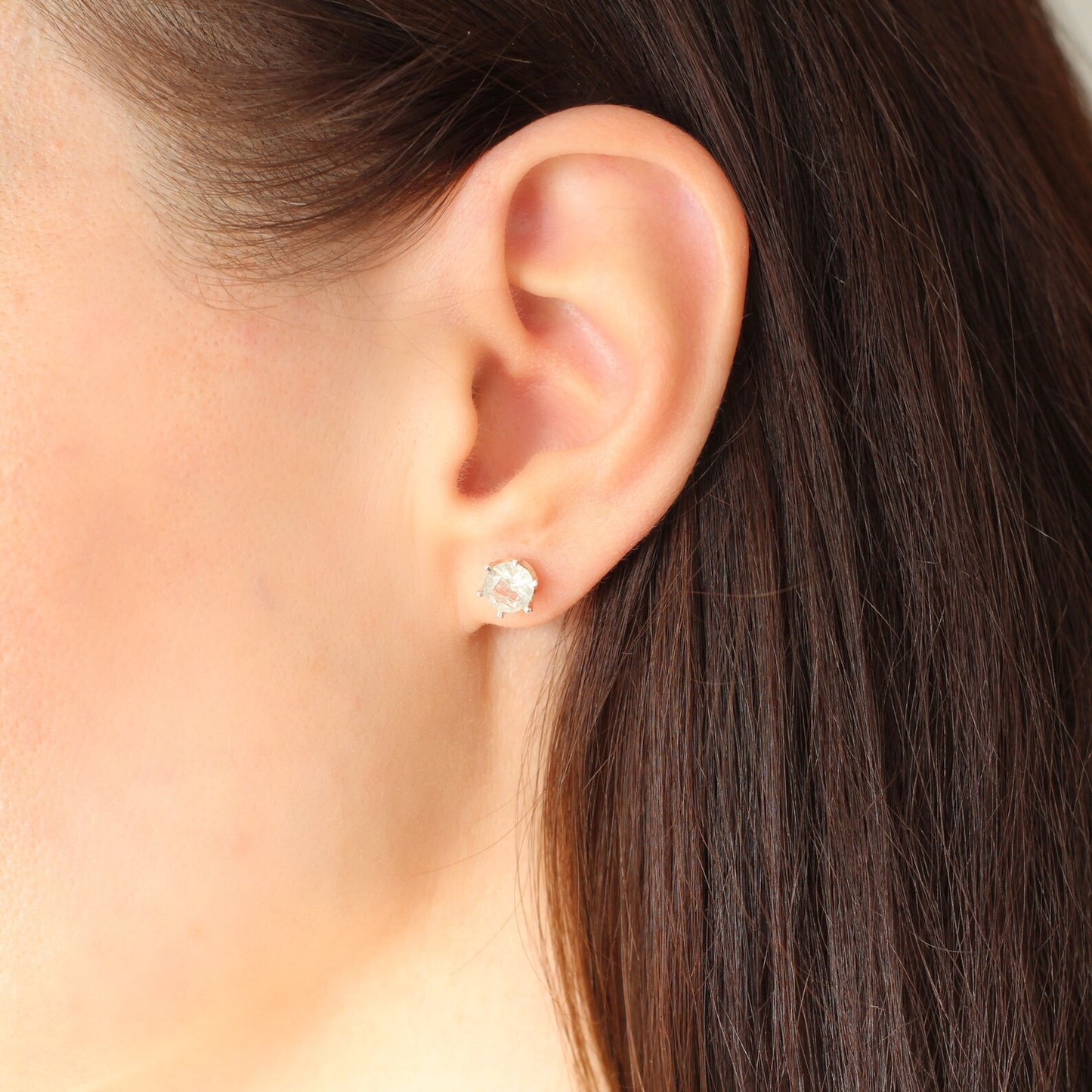 6 mm Libyan Desert Glass Faceted Stud Earrings Sterling Silver jewelry tektite Libyan Glass, genuine Impact Glass gemstone earrings