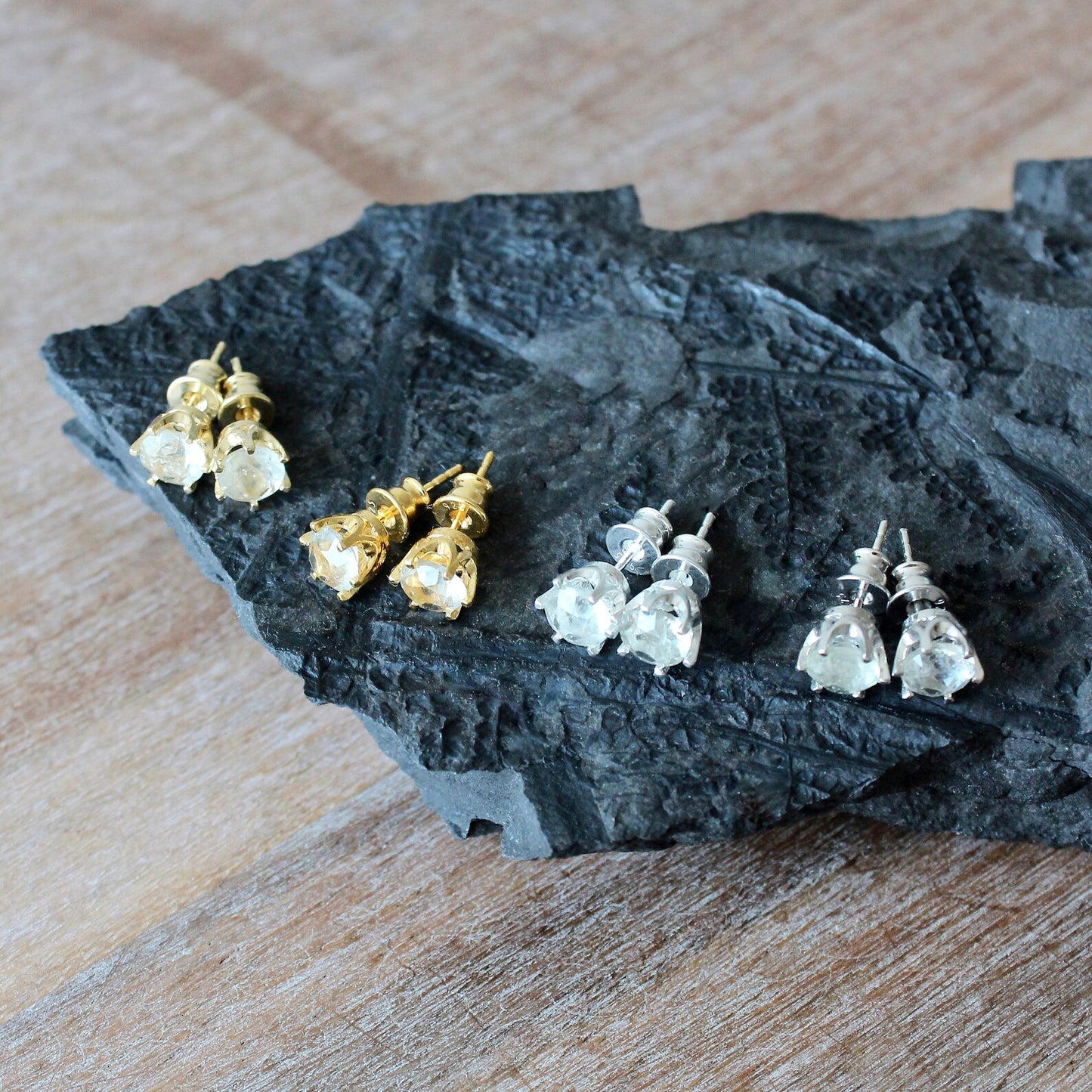 6 mm Libyan Desert Glass Faceted Stud Earrings Sterling Silver jewelry tektite Libyan Glass, genuine Impact Glass gemstone earrings