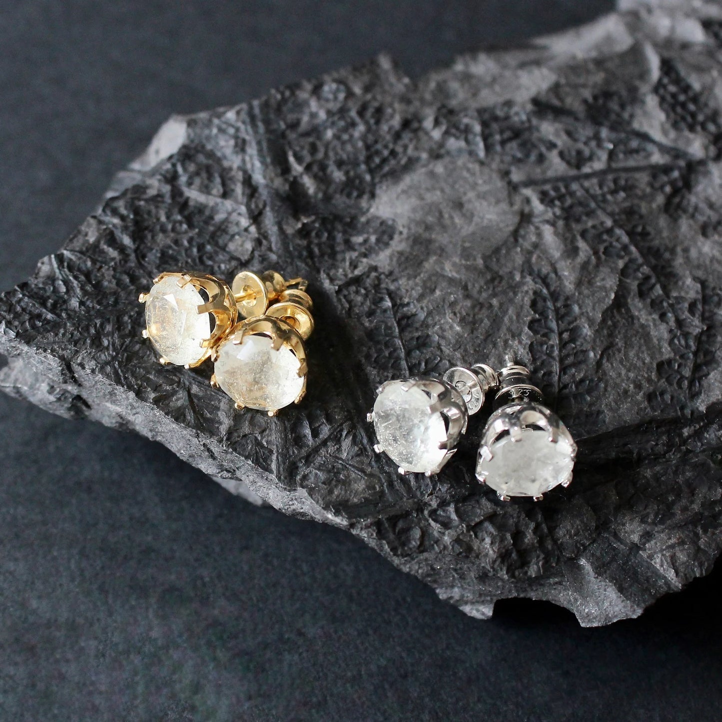 9 mm Libyan Desert Glass Faceted Stud Earrings Sterling Silver jewelry tektite Libyan Glass, genuine Impact Glass gemstone earrings