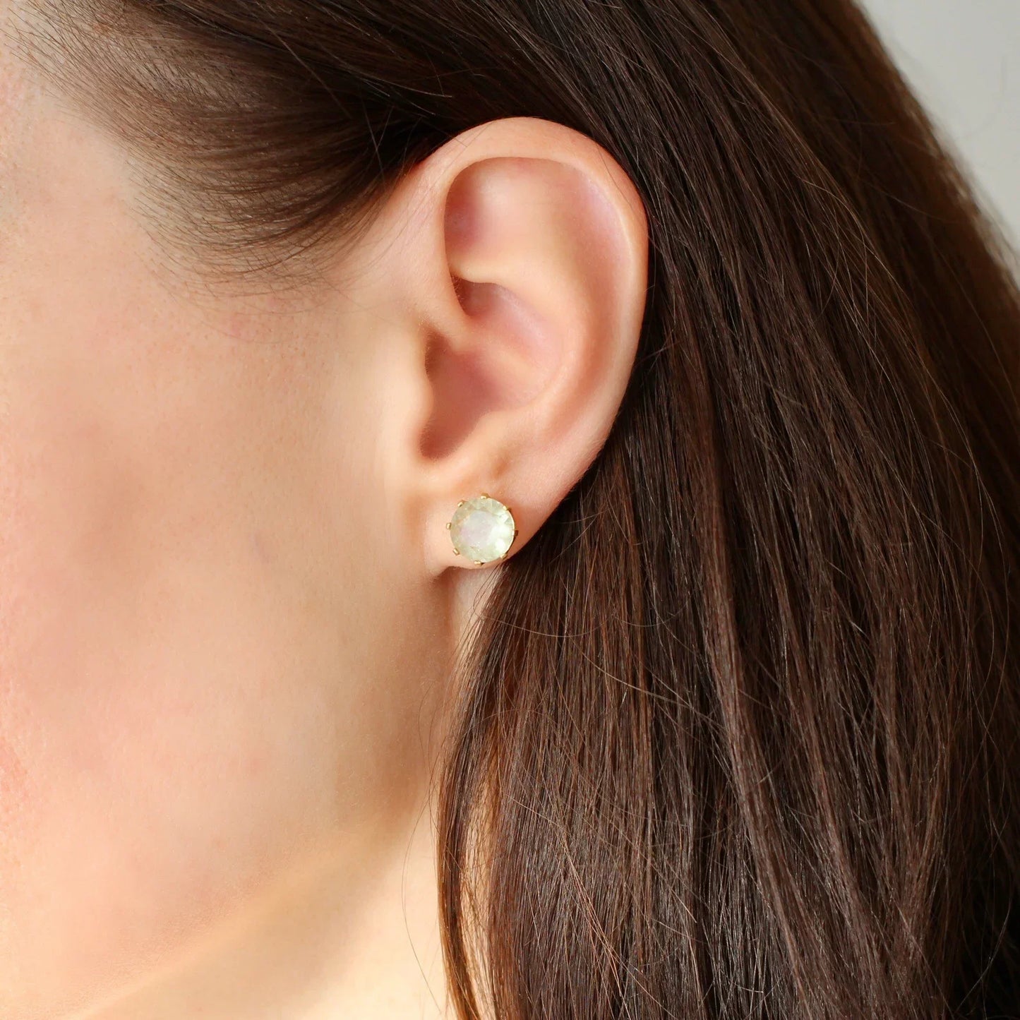 9 mm Libyan Desert Glass Faceted Stud Earrings Sterling Silver jewelry tektite Libyan Glass, genuine Impact Glass gemstone earrings