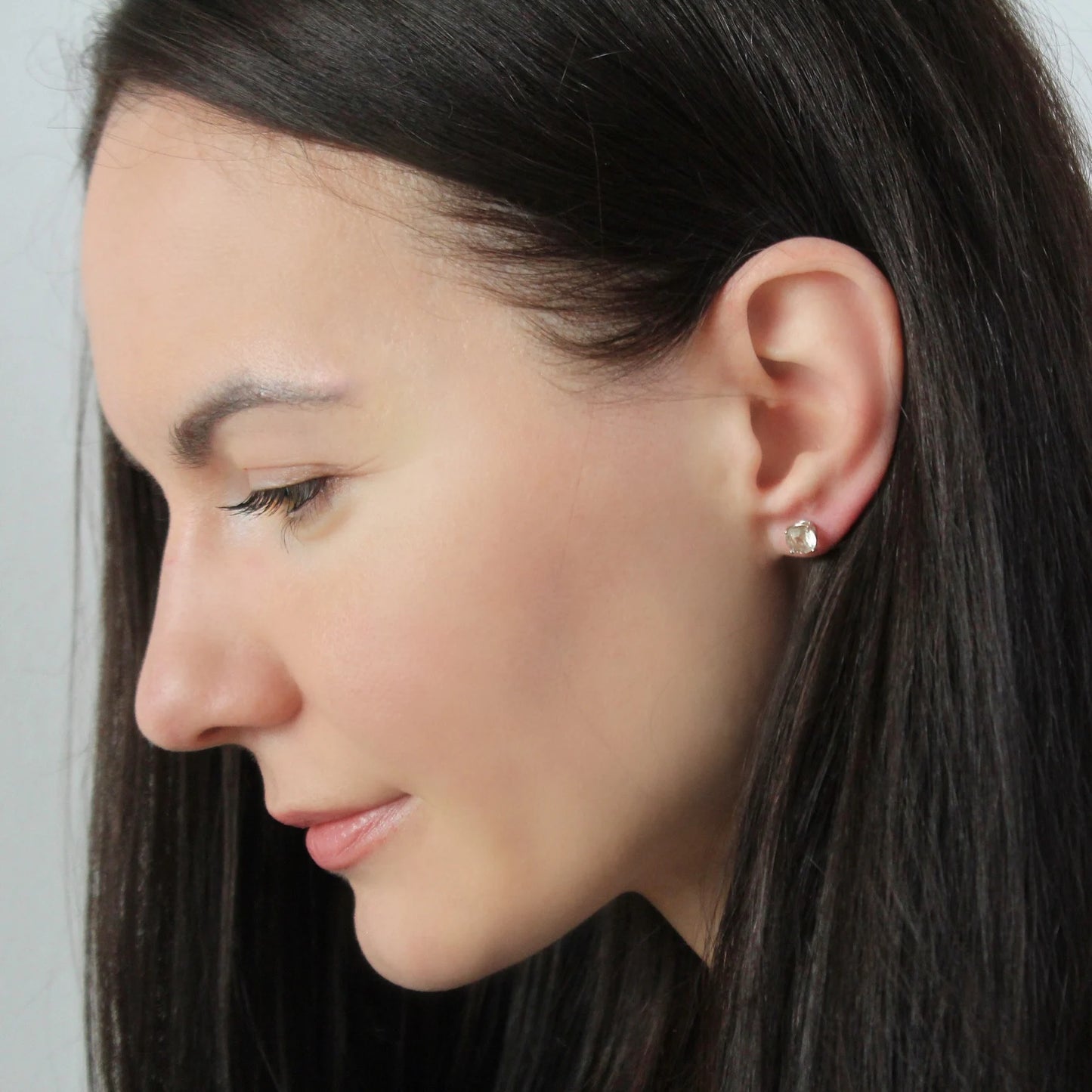 4mm, 5mm, 6mm Libyan Desert Glass Faceted Stud Earrings Sterling Silver jewelry tektite Libyan Glass, genuine Impact Glass gemstone earrings