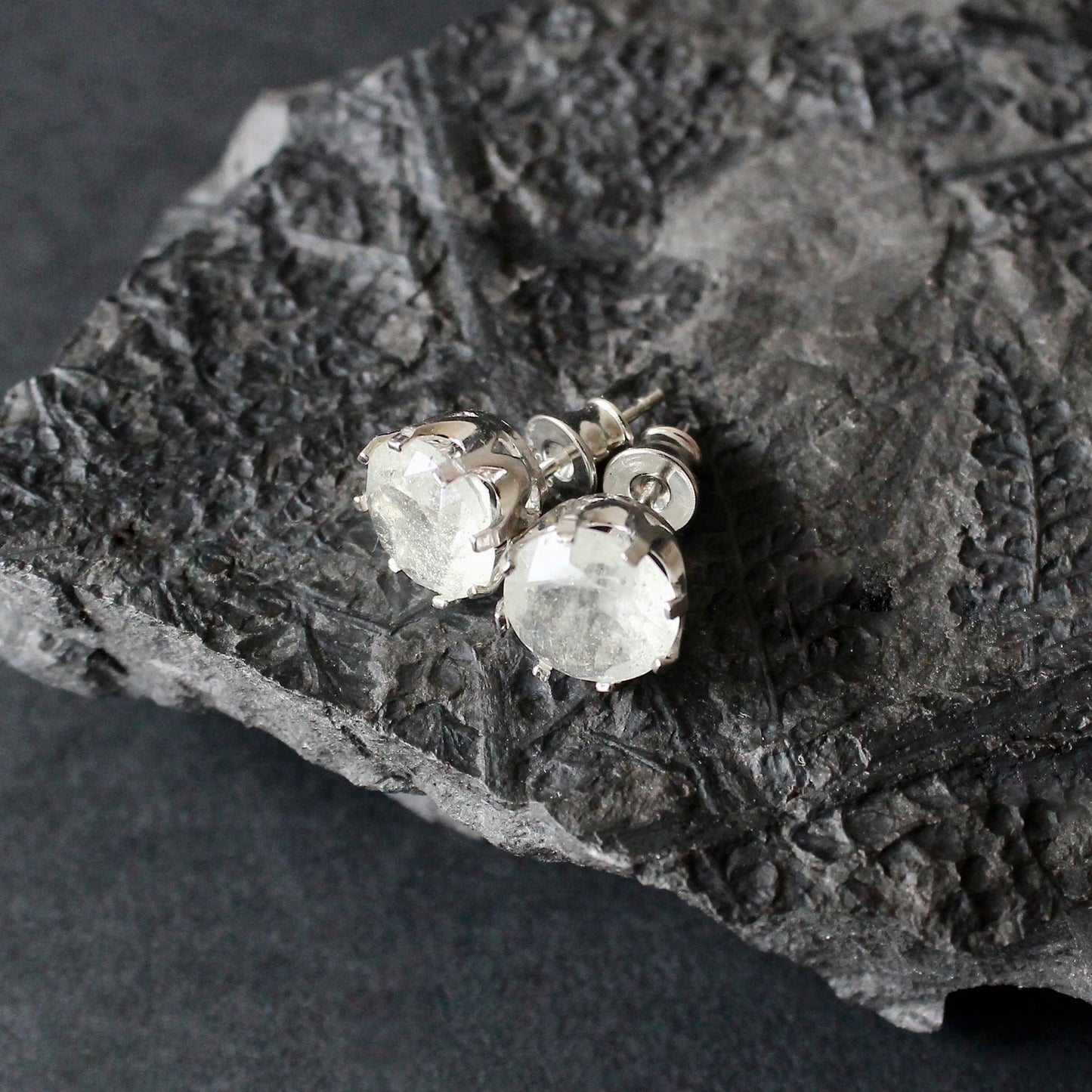 9 mm Libyan Desert Glass Faceted Stud Earrings Sterling Silver jewelry tektite Libyan Glass, genuine Impact Glass gemstone earrings