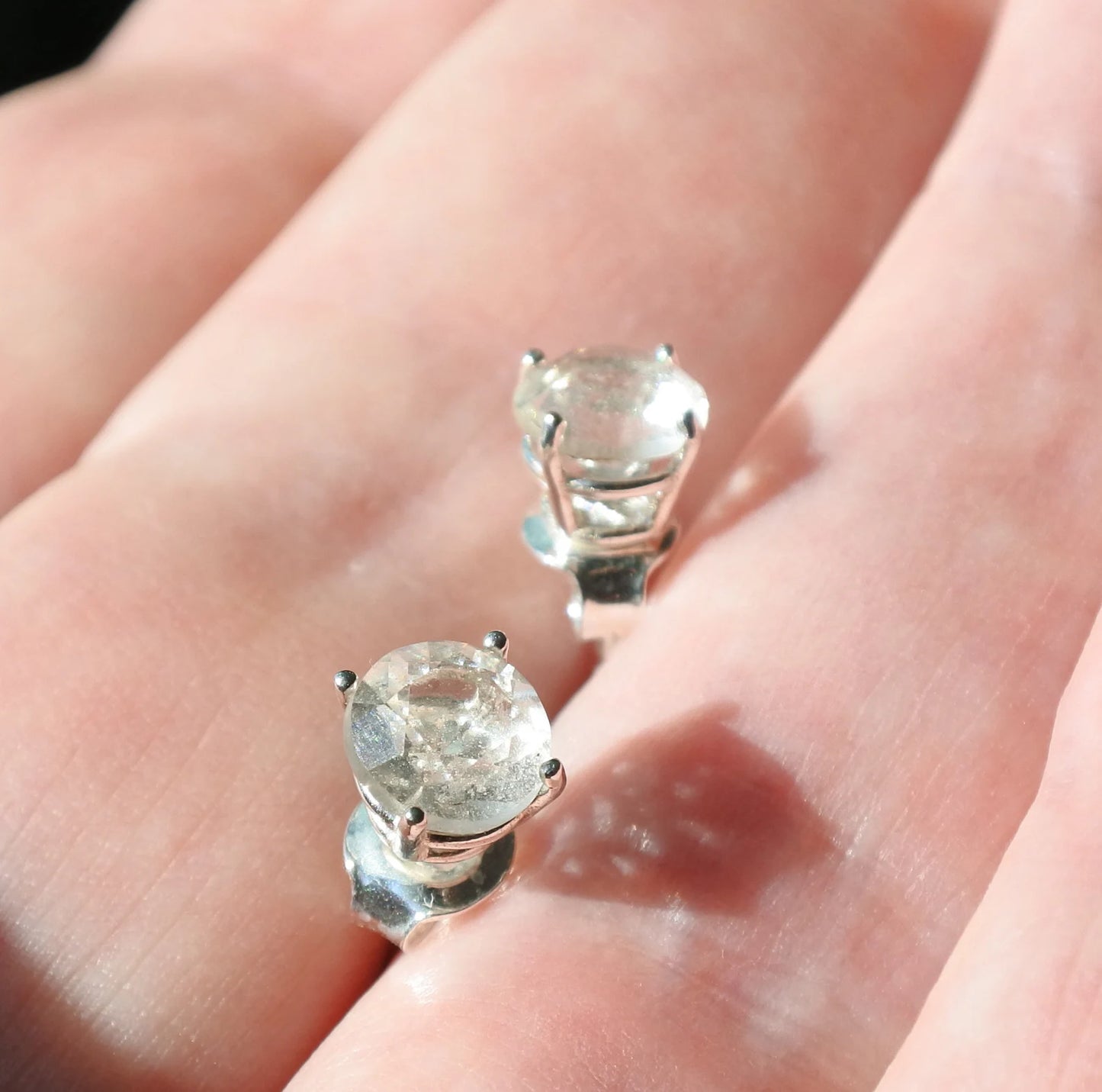 4mm, 5mm, 6mm Libyan Desert Glass Faceted Stud Earrings Sterling Silver jewelry tektite Libyan Glass, genuine Impact Glass gemstone earrings