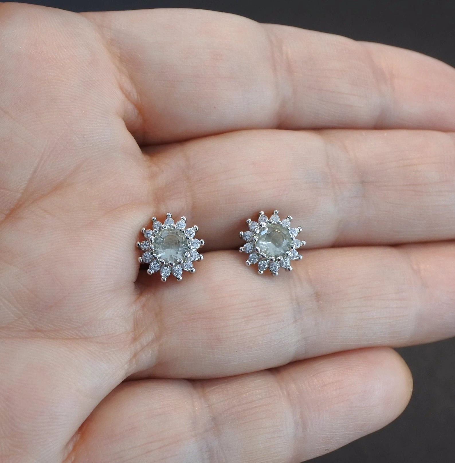 5mm Libyan Desert Glass Faceted Stud Earrings Sterling Silver jewelry tektite Libyan Glass, genuine Impact Glass gemstone earrings