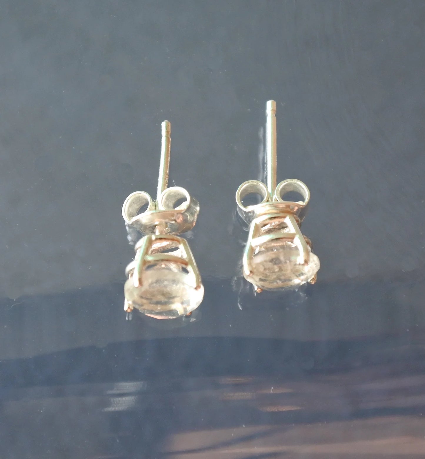 4mm, 5mm, 6mm Libyan Desert Glass Faceted Stud Earrings Sterling Silver jewelry tektite Libyan Glass, genuine Impact Glass gemstone earrings