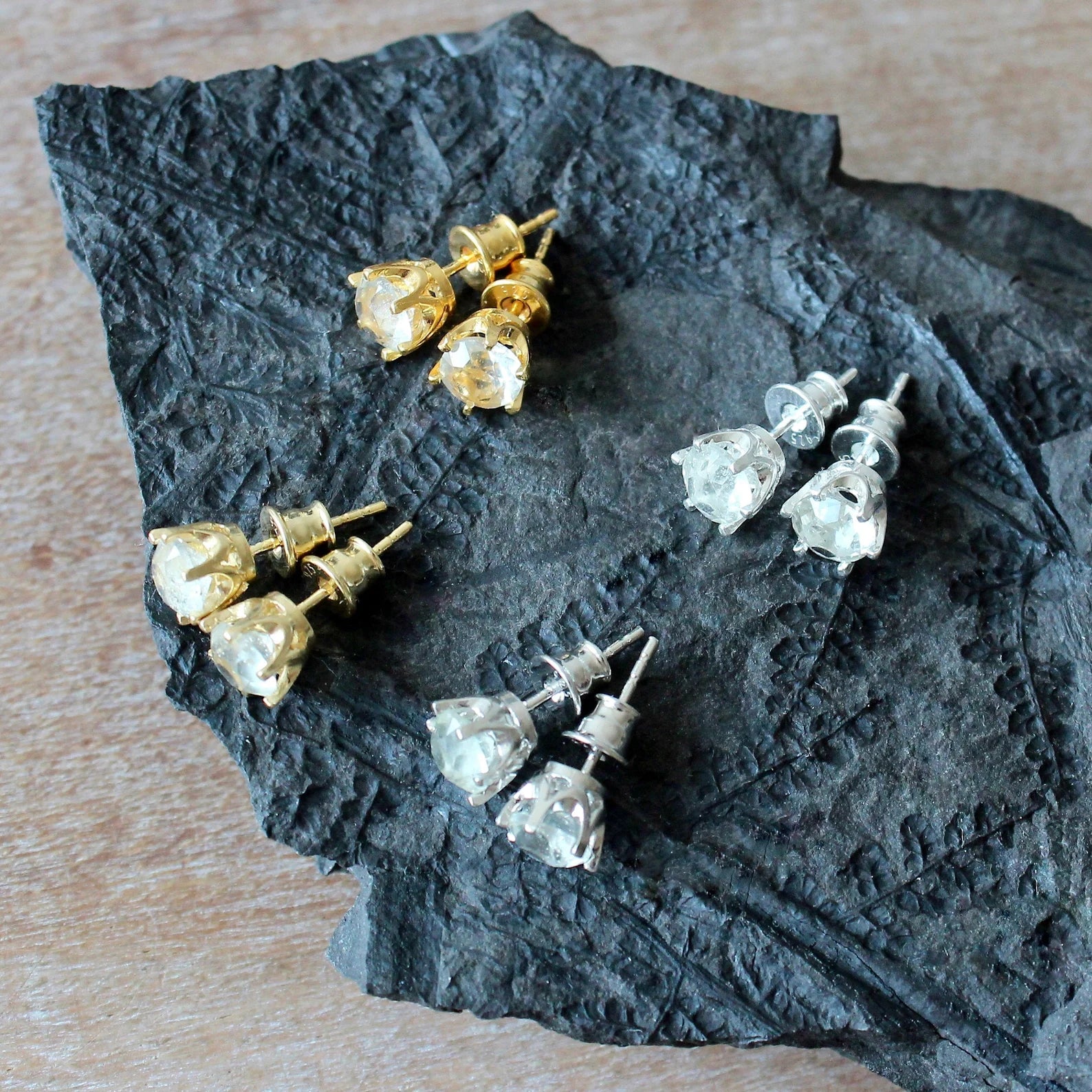 6 mm Libyan Desert Glass Faceted Stud Earrings Sterling Silver jewelry tektite Libyan Glass, genuine Impact Glass gemstone earrings