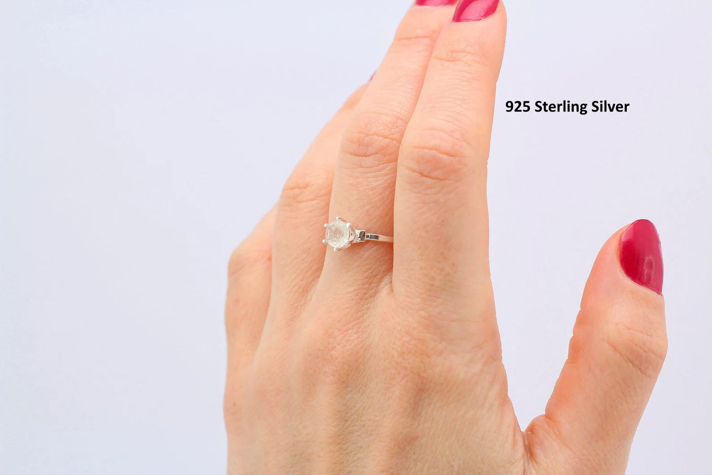 Libyan Desert Glass Faceted Silver ring 6 mm stone, Sterling Silver jewelry Libyan Glass, genuine Libyan Desert Glass gemstone ring LDG