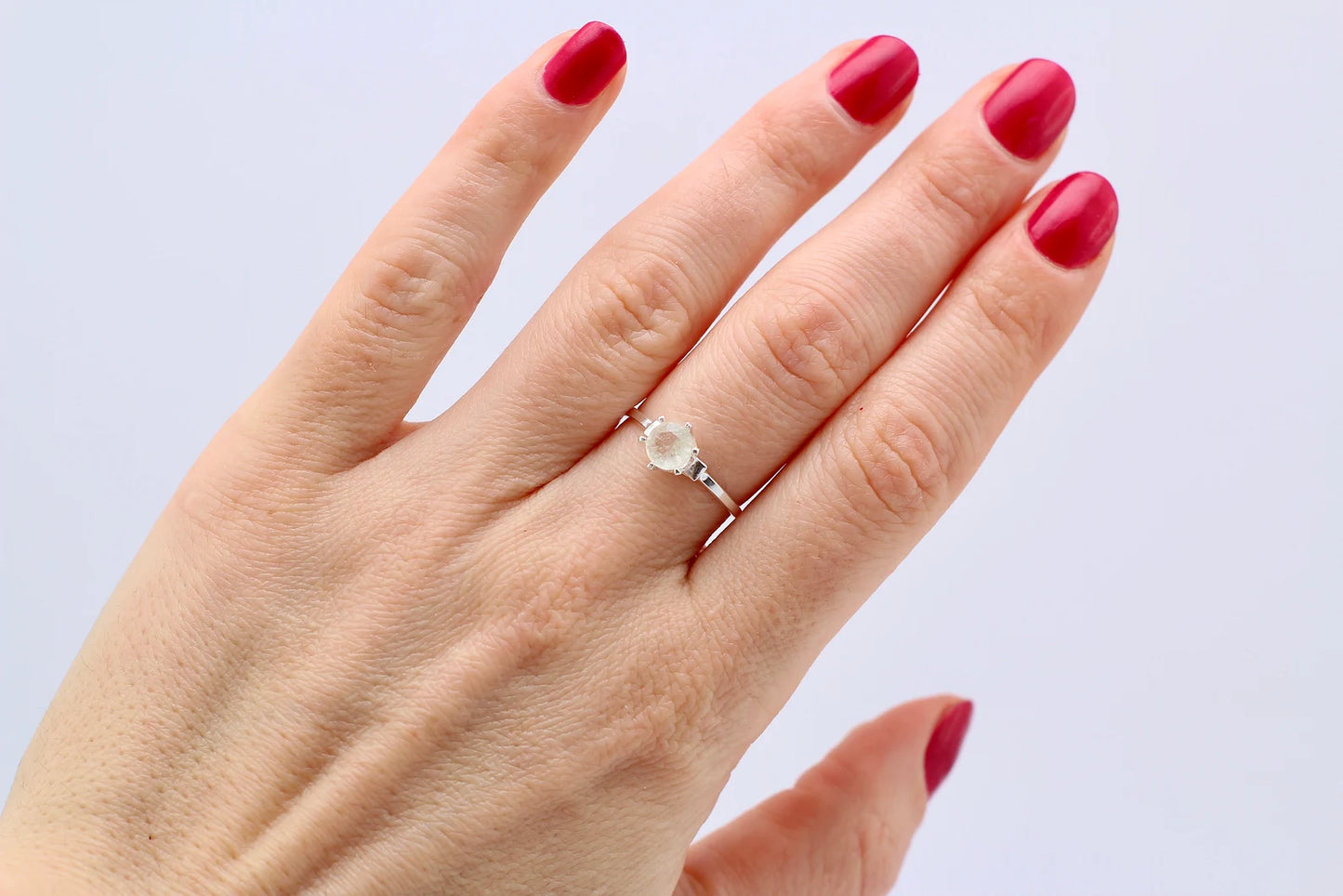 Libyan Desert Glass Faceted Silver ring 6 mm stone, Sterling Silver jewelry Libyan Glass, genuine Libyan Desert Glass gemstone ring LDG