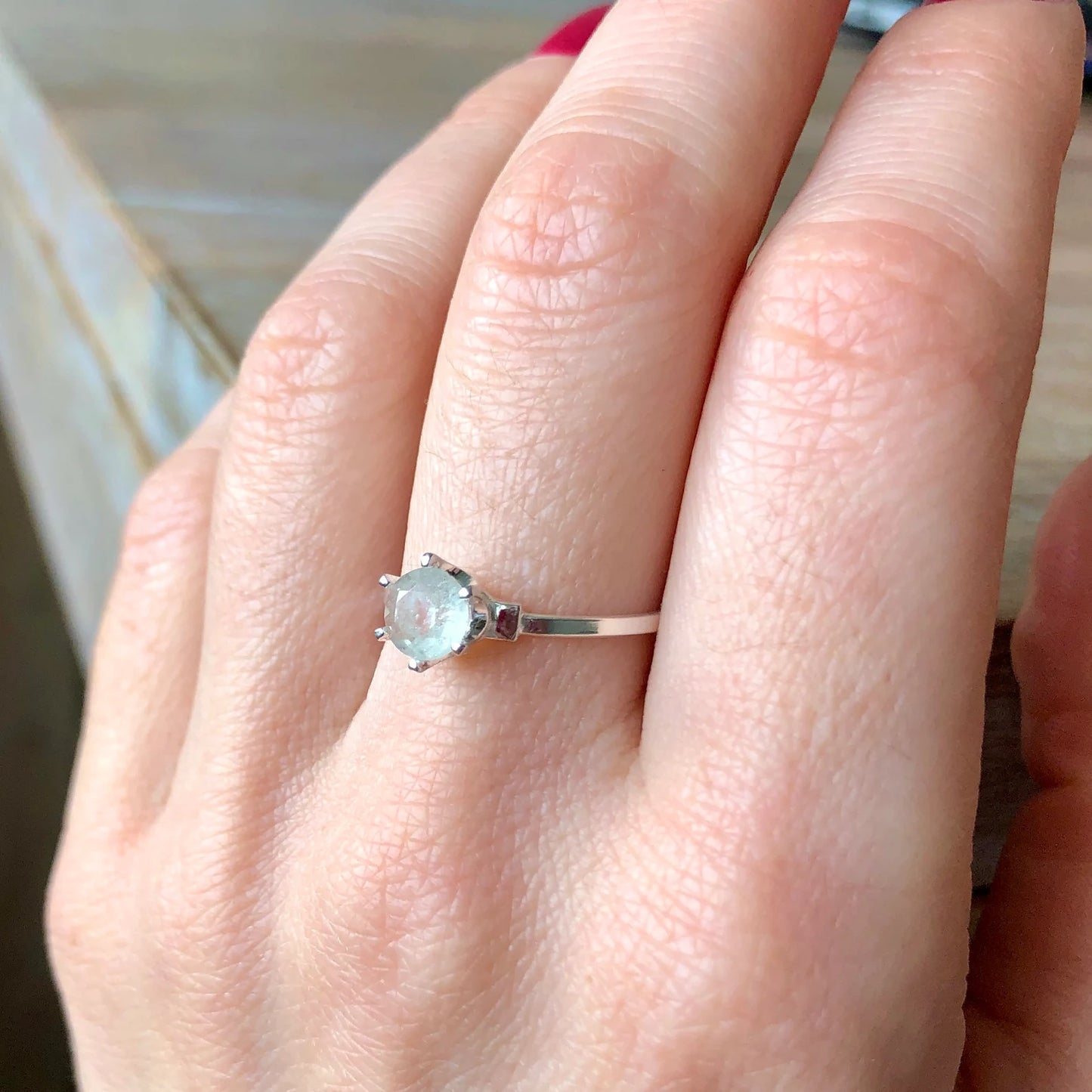 Libyan Desert Glass Faceted Silver ring 6 mm stone, Sterling Silver jewelry Libyan Glass, genuine Libyan Desert Glass gemstone ring LDG
