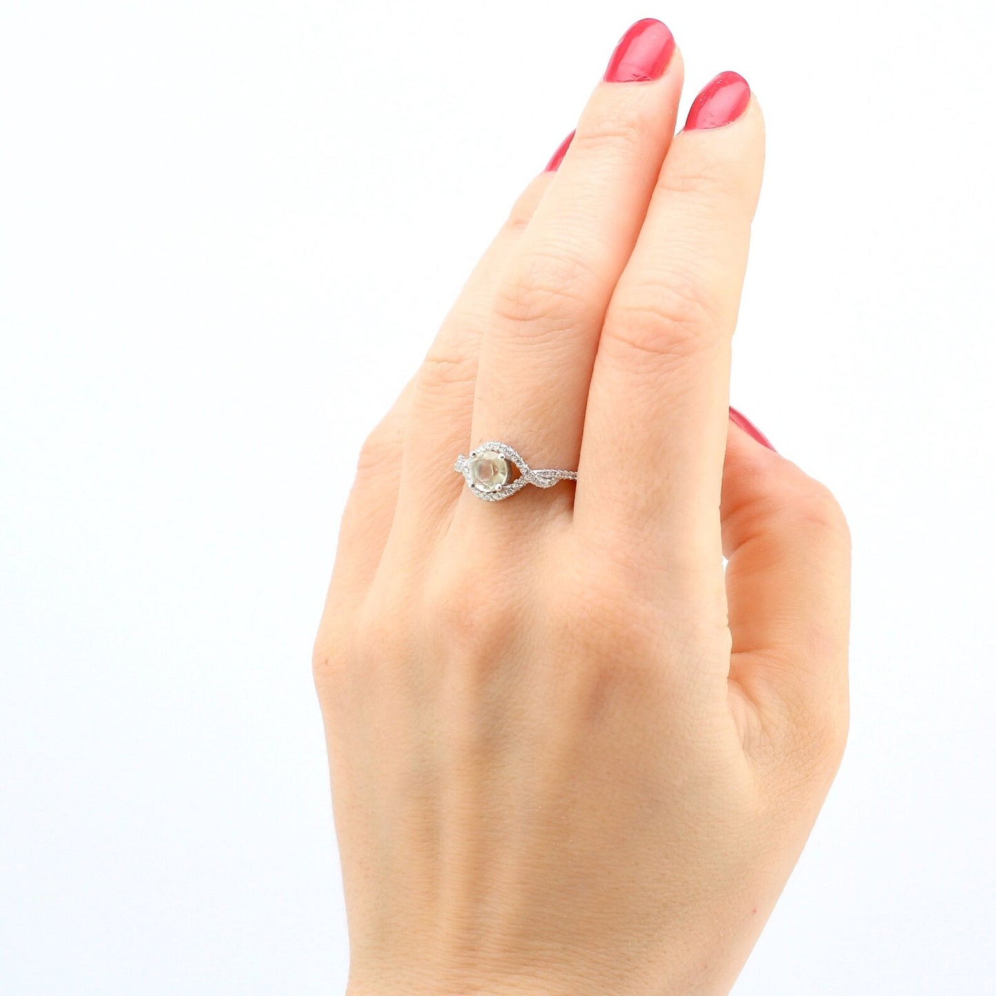 Libyan Desert Glass Faceted Silver ring 6 mm stone, Sterling Silver jewelry Libyan Glass, genuine Libyan Desert Glass gemstone ring LDG