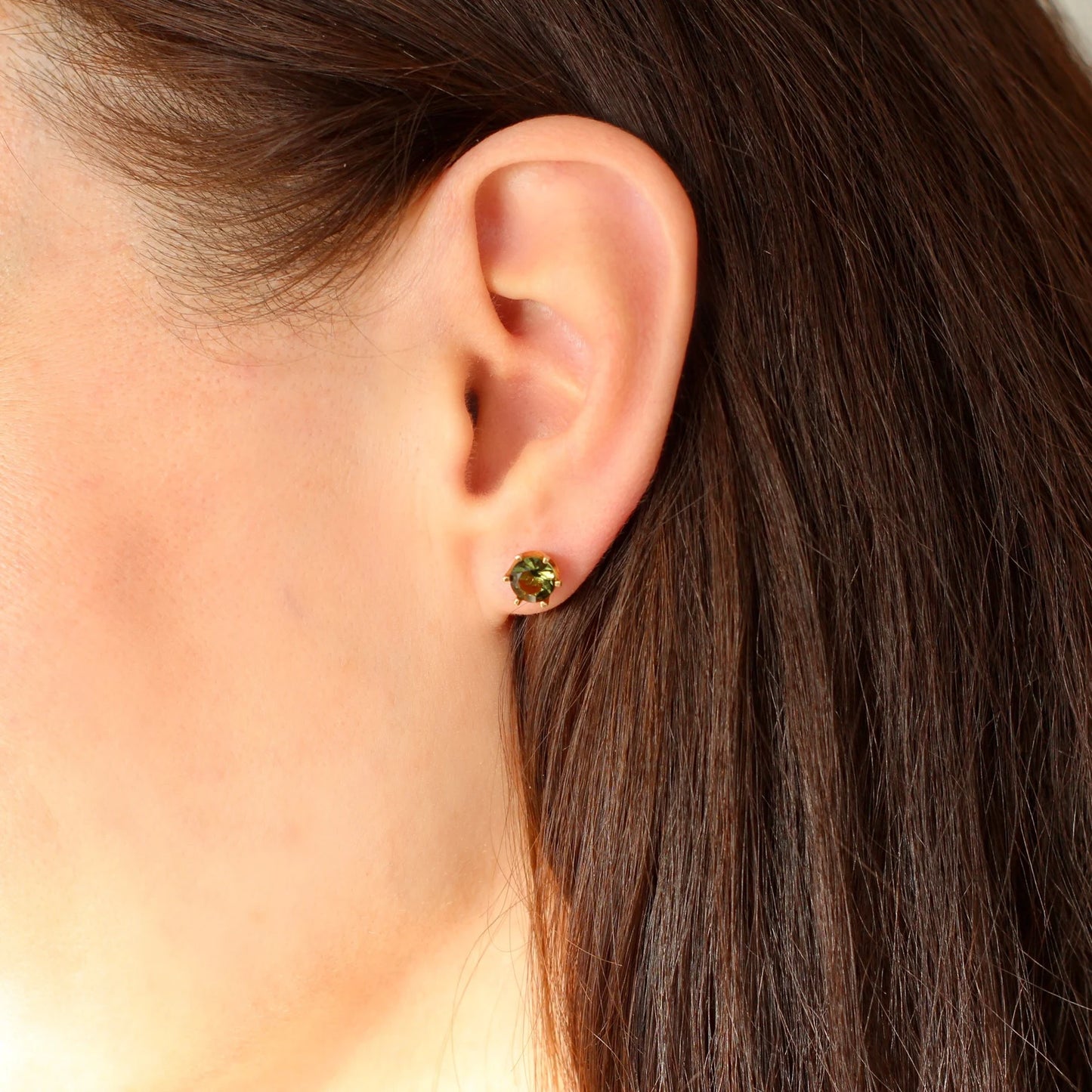 6 mm CZECH MOLDAVITE Earrings Sterling Silver jewelry real Moldavite Stud Earrings, genuine moldavite gemstone earrings Moldavite jewelry