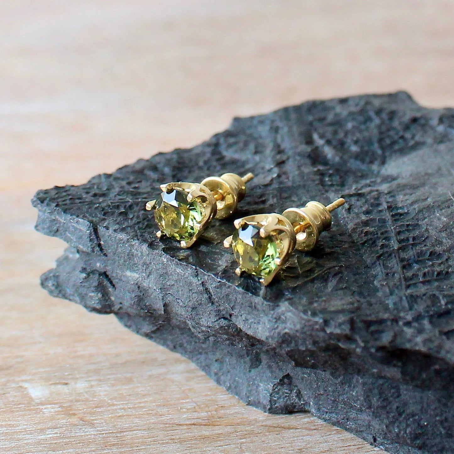 6 mm CZECH MOLDAVITE Earrings Sterling Silver jewelry real Moldavite Stud Earrings, genuine moldavite gemstone earrings Moldavite jewelry