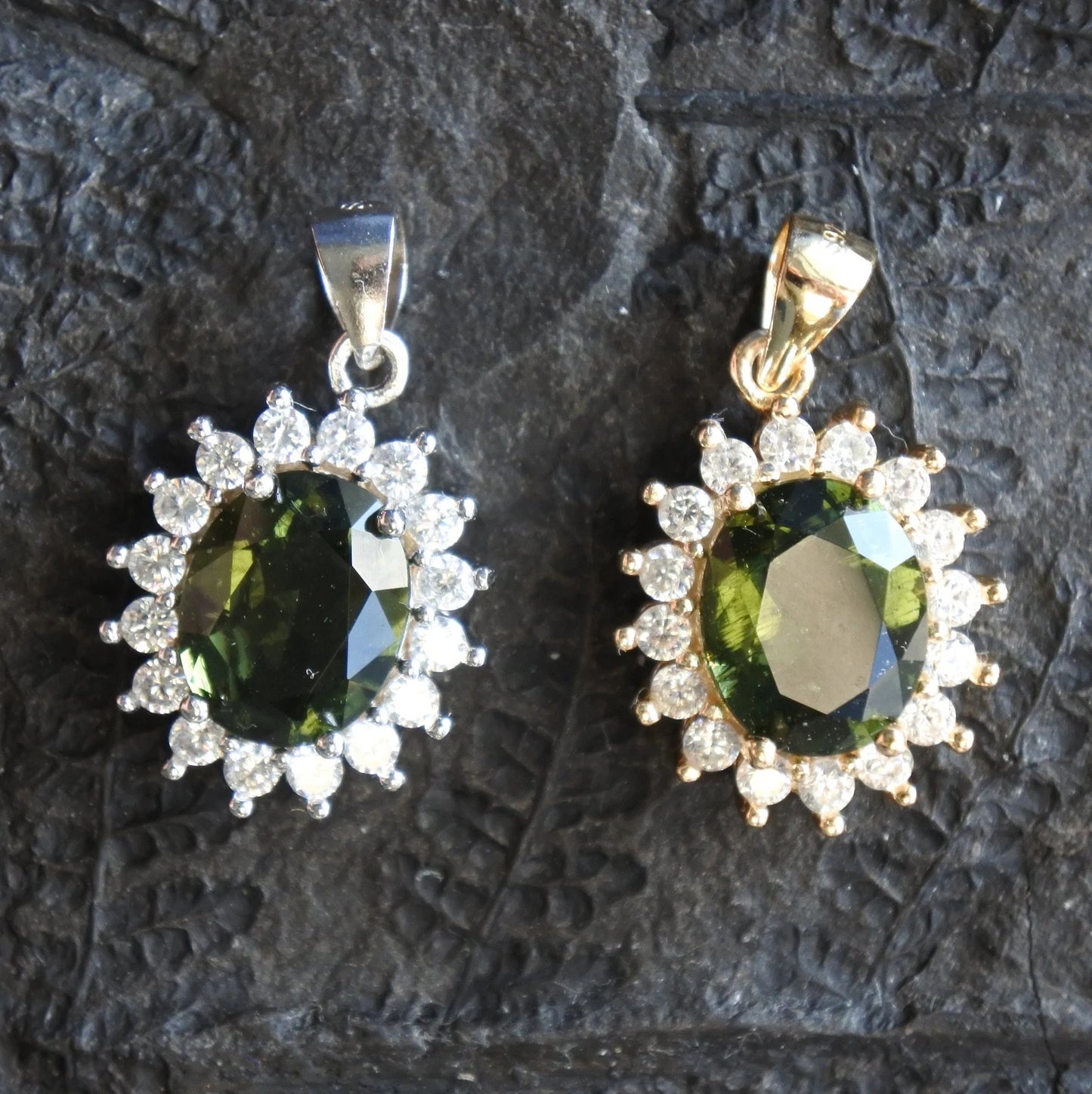 8х10 mm stone CZECH MOLDAVITE Pendant Silver Genuine Moldavite jewelry- Authentic moldavite necklace real moldavite crystal necklace gift