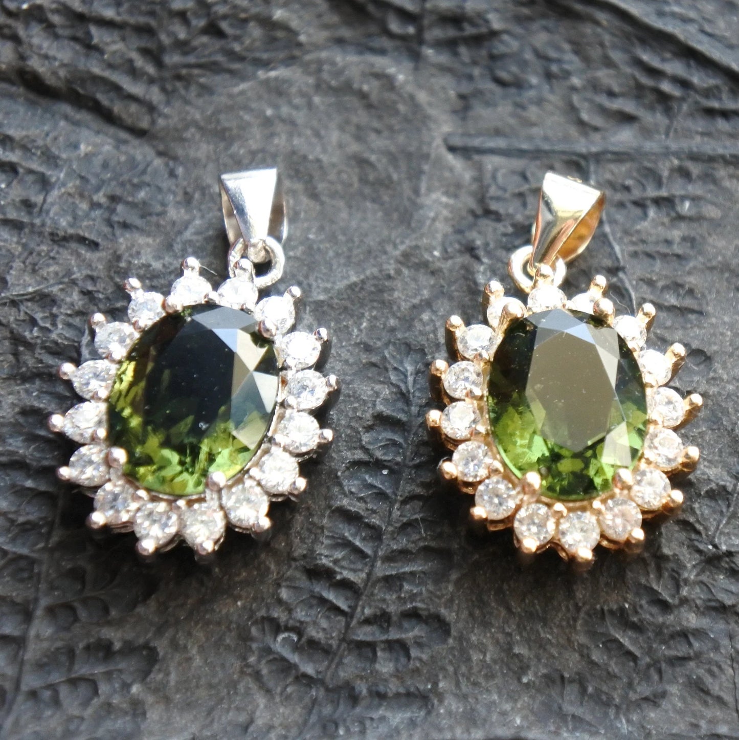 8х10 mm stone CZECH MOLDAVITE Pendant Silver Genuine Moldavite jewelry- Authentic moldavite necklace real moldavite crystal necklace gift