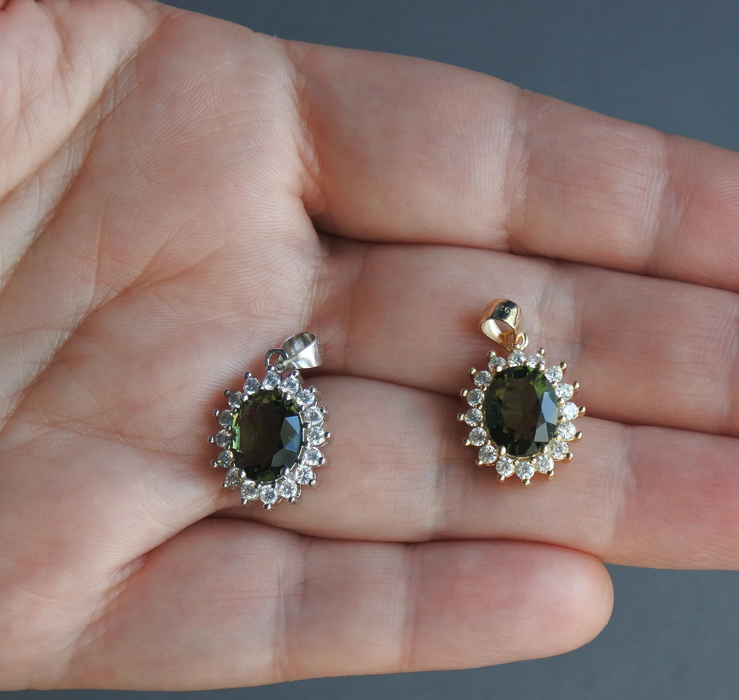 8х10 mm stone CZECH MOLDAVITE Pendant Silver Genuine Moldavite jewelry- Authentic moldavite necklace real moldavite crystal necklace gift