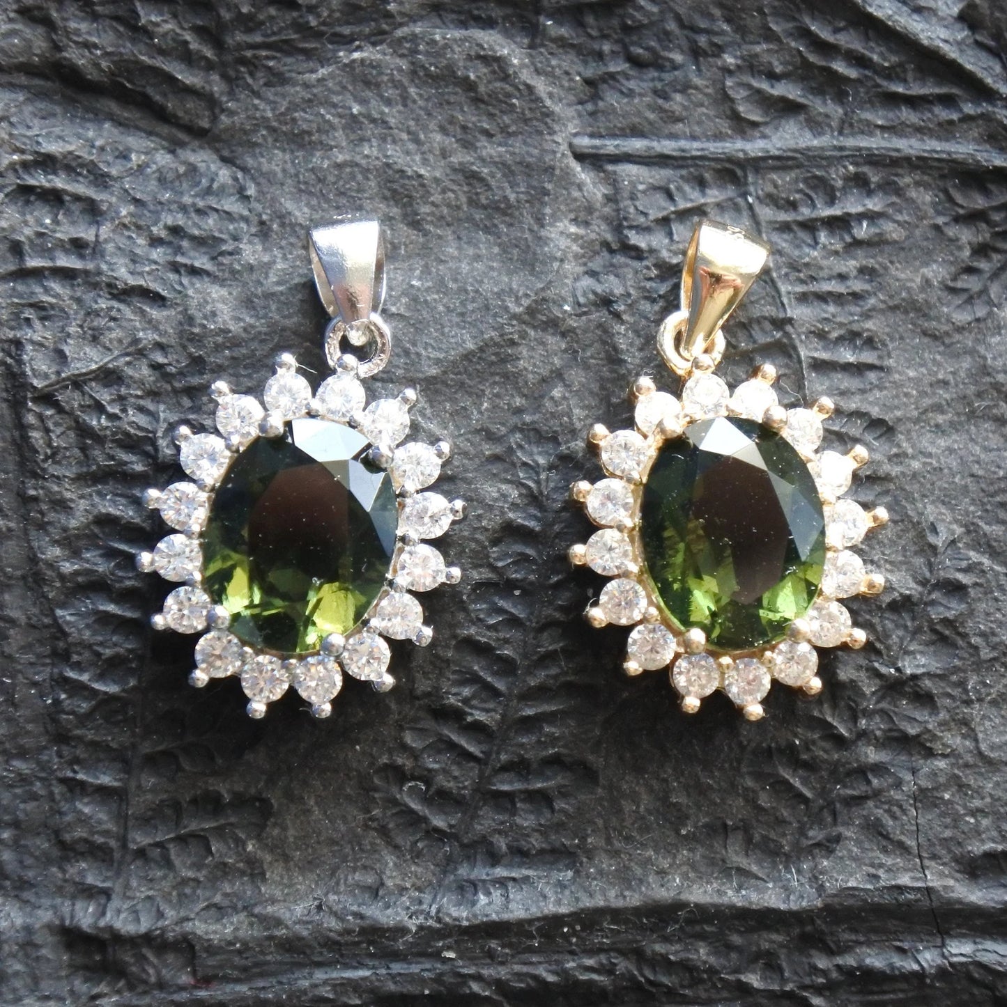 8х10 mm stone CZECH MOLDAVITE Pendant Silver Genuine Moldavite jewelry- Authentic moldavite necklace real moldavite crystal necklace gift