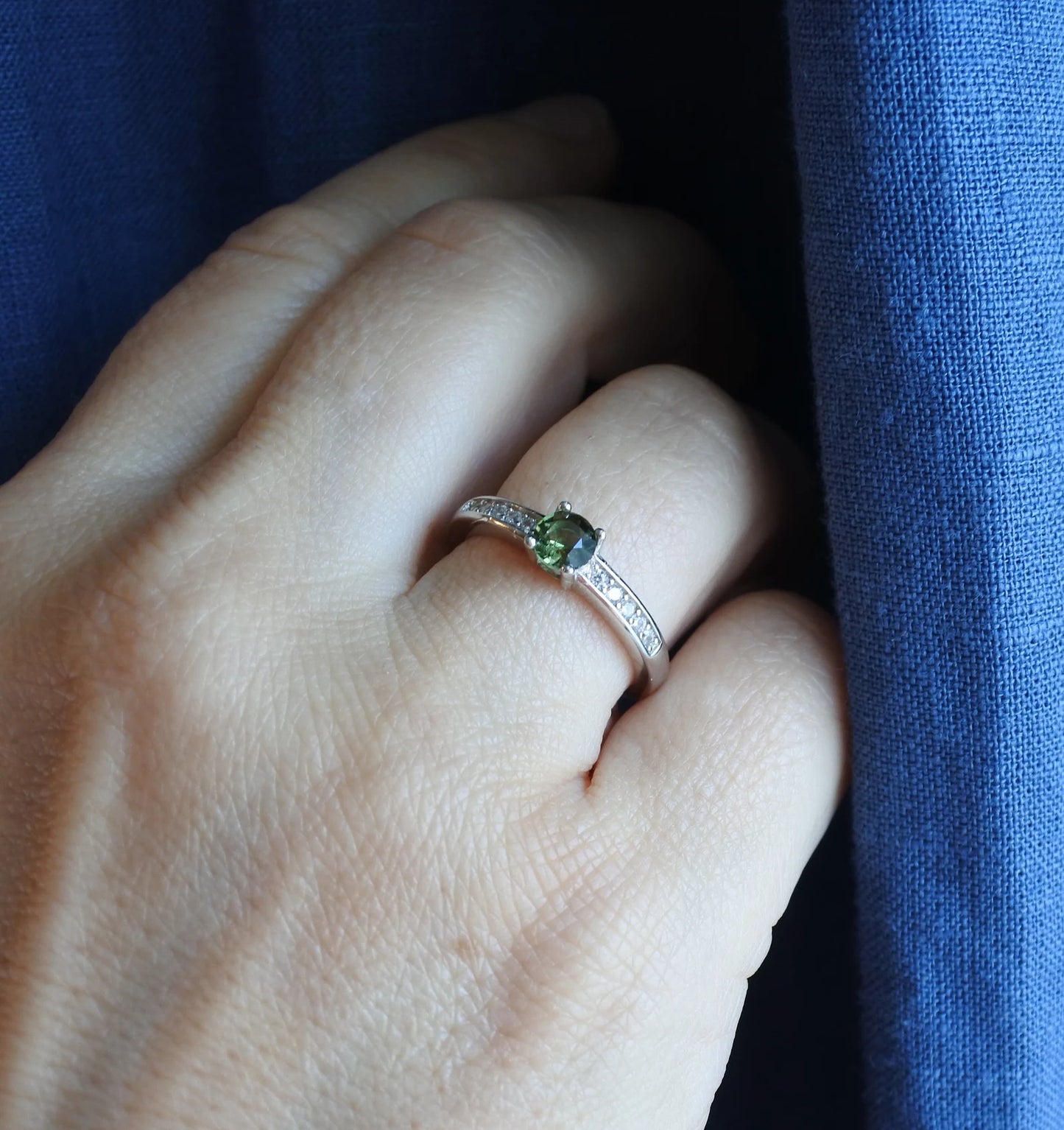 CZECH MOLDAVITE ring 5mm stone, Sterling Silver Moldavite jewelry with certification, real moldavite ring authentic moldavite jewellery