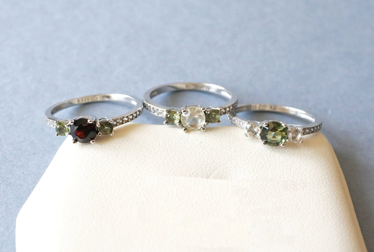 CZECH MOLDAVITE with Libyan Desert Glass ring or with Garnet Sterling silver Moldavite ring, genuine moldavite ring with certificate