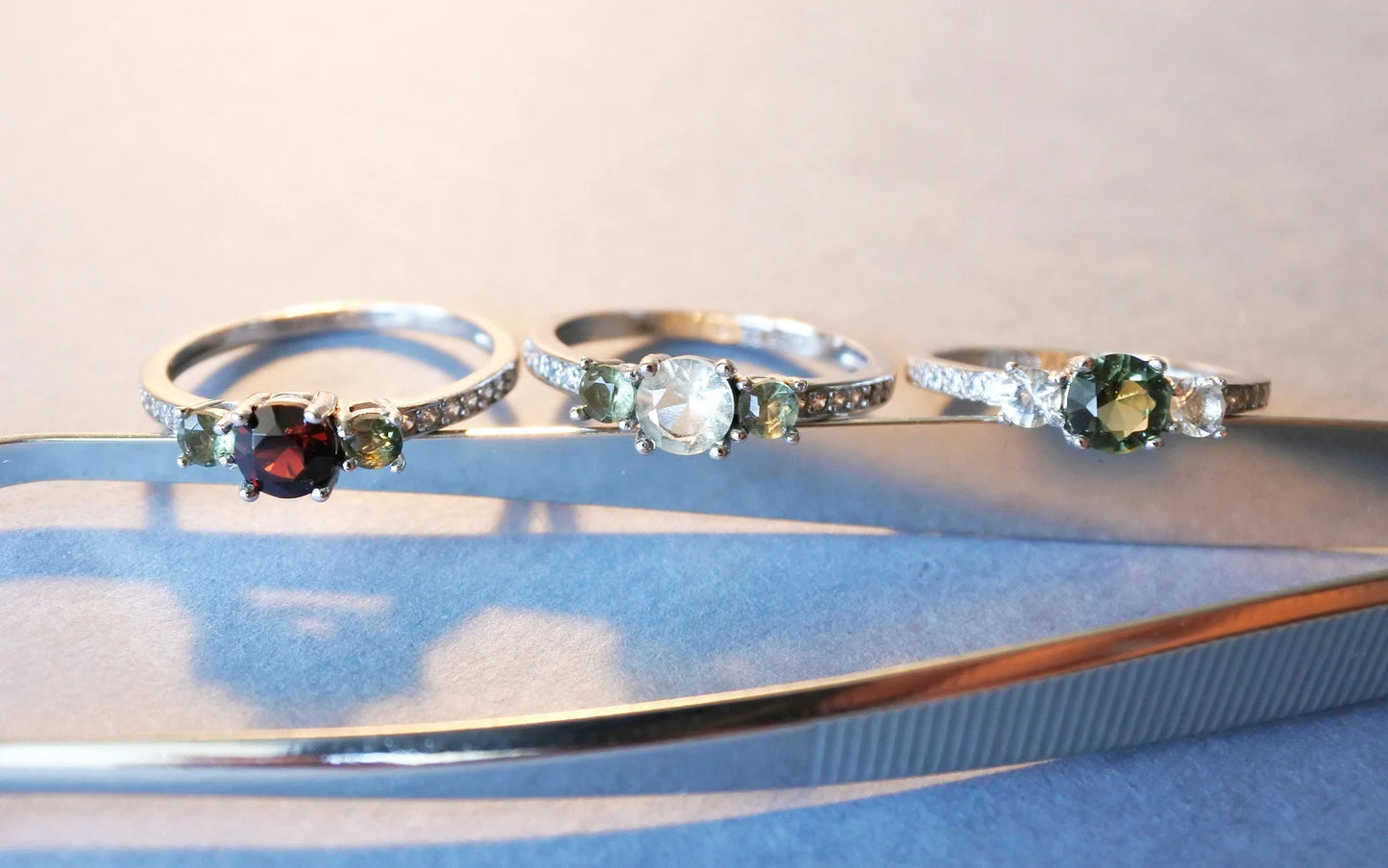 CZECH MOLDAVITE with Libyan Desert Glass ring or with Garnet Sterling silver Moldavite ring, genuine moldavite ring with certificate