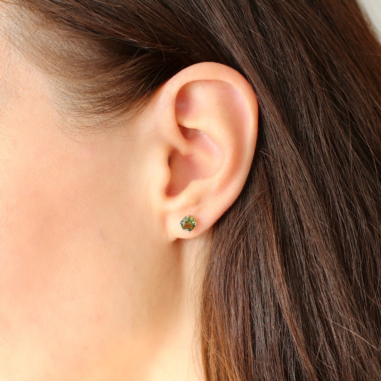 CZECH MOLDAVITE Faceted Stud Earrings 5mm, 6 mm Sterling Silver jewelry Czech Republic Moldavite, genuine czech moldavite gemstone earrings