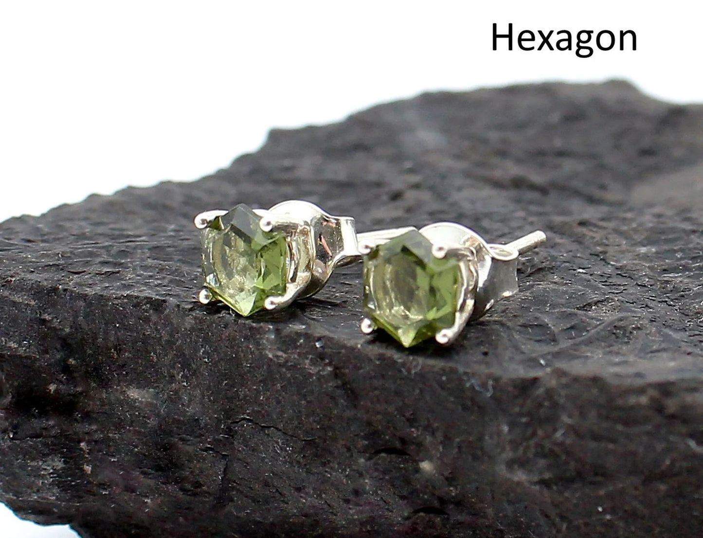 CZECH MOLDAVITE Faceted Stud Earrings 5mm, 6 mm Sterling Silver jewelry Czech Republic Moldavite, genuine czech moldavite gemstone earrings