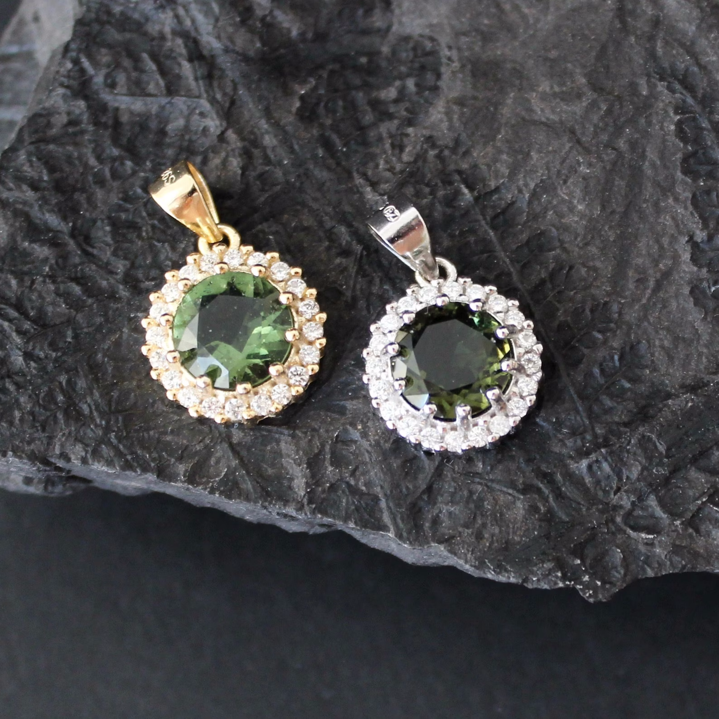 8mm stone Silver MOLDAVITE Pendant, Authentic Moldavite jewelry- Czech Genuine Moldavite necklace Real moldavite necklace moldavite crystal