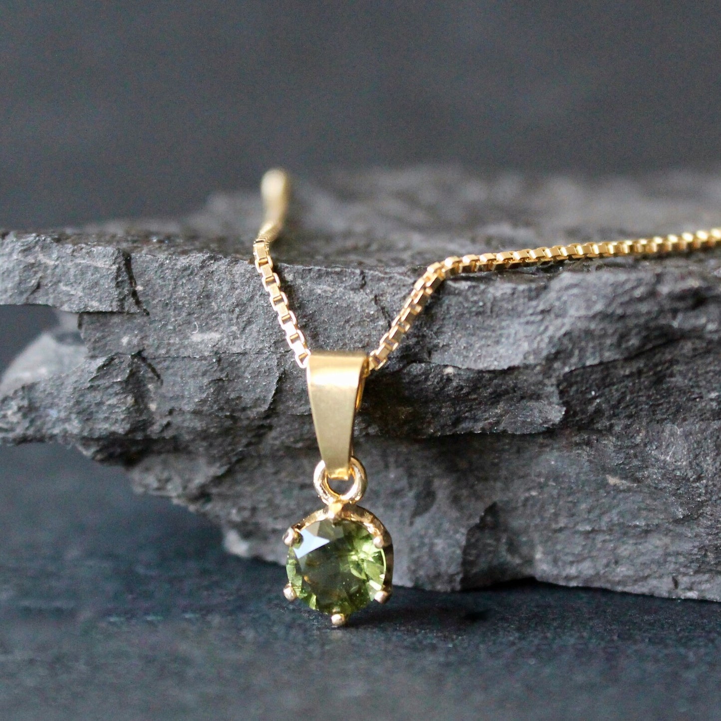 6mm stone real MOLDAVITE Pendant Sterling Silver Moldavite jewelry- CZECH moldavite necklace Genuine moldavite necklaces Authentic moldavite