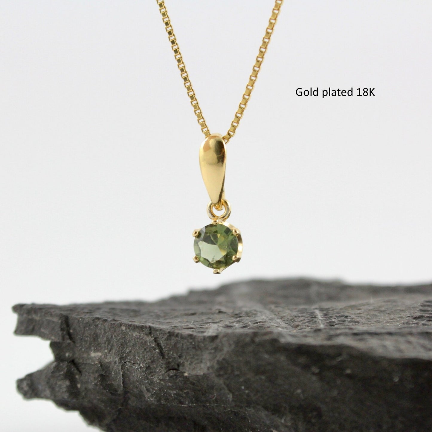 6mm stone real MOLDAVITE Pendant Sterling Silver Moldavite jewelry- CZECH moldavite necklace Genuine moldavite necklaces Authentic moldavite