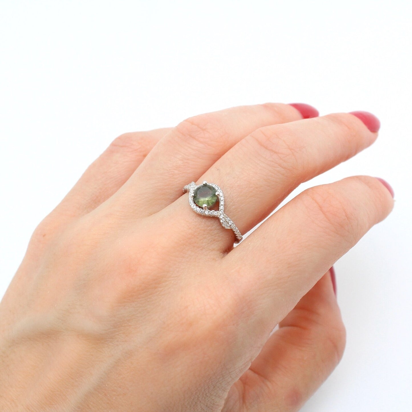Genuine moldavite ring 6mm stone, real Moldavite ring Silver, Czech moldavite ring with certificate Moldavite jewelry Moldavite wedding ring