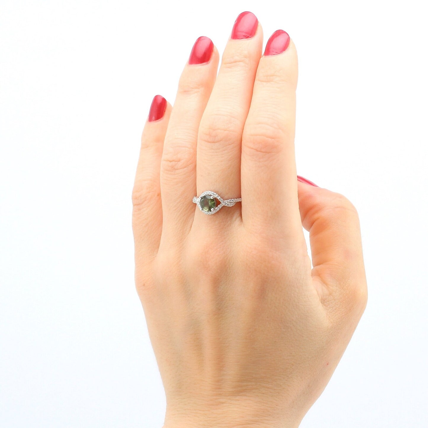 Genuine moldavite ring 6mm stone, real Moldavite ring Silver, Czech moldavite ring with certificate Moldavite jewelry Moldavite wedding ring